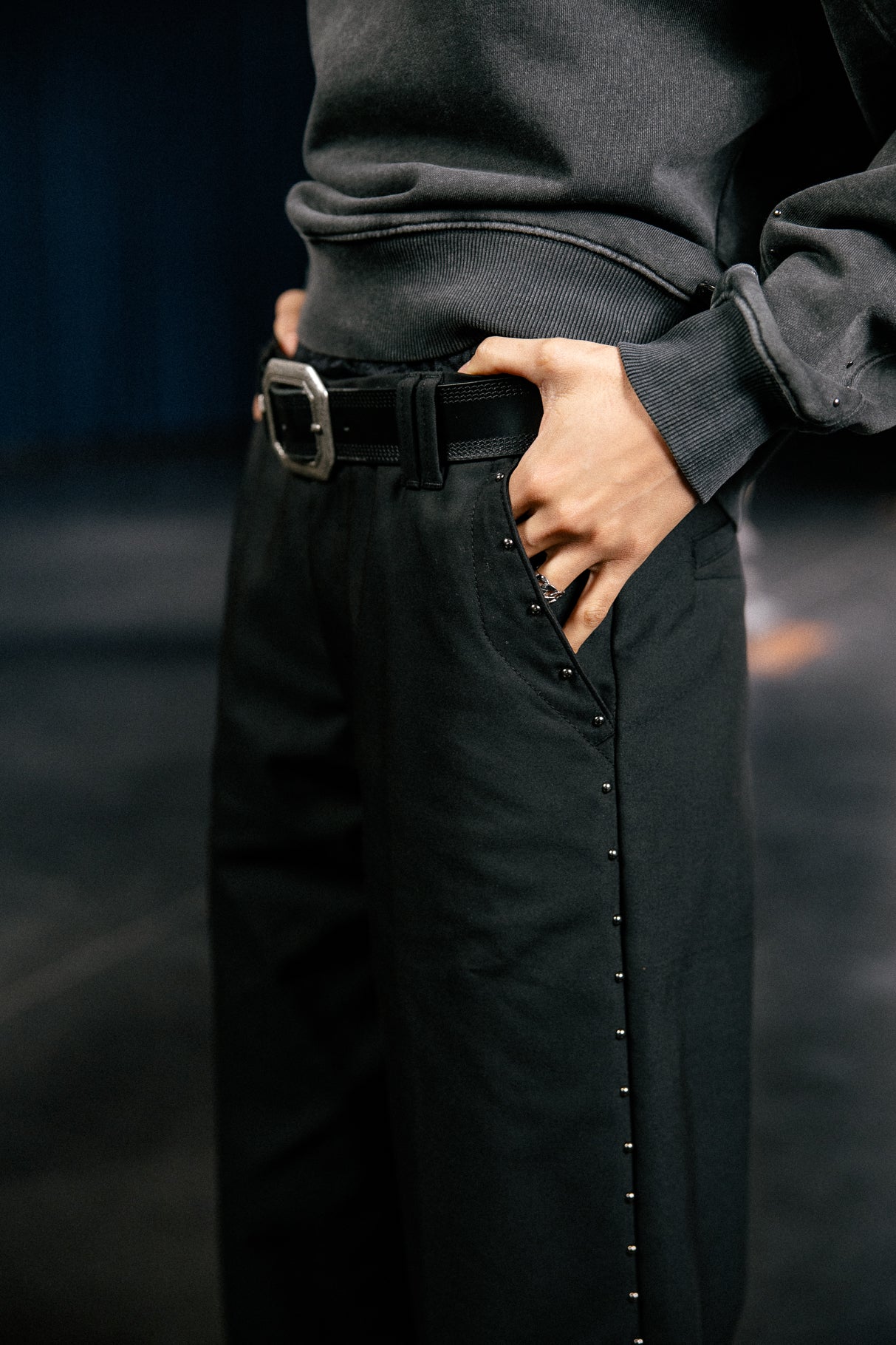 

Wide chino trousers Women Nickie Polyneo Studs black | Freeman T. Porter