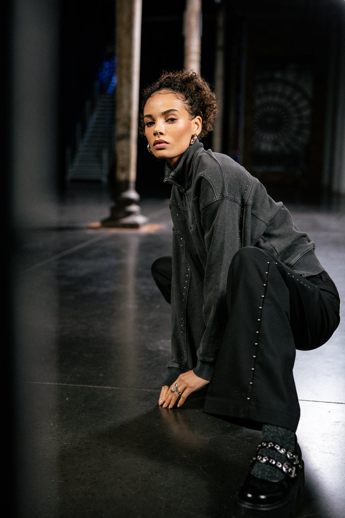 

Wide chino trousers Women Nickie Polyneo Studs black | Freeman T. Porter