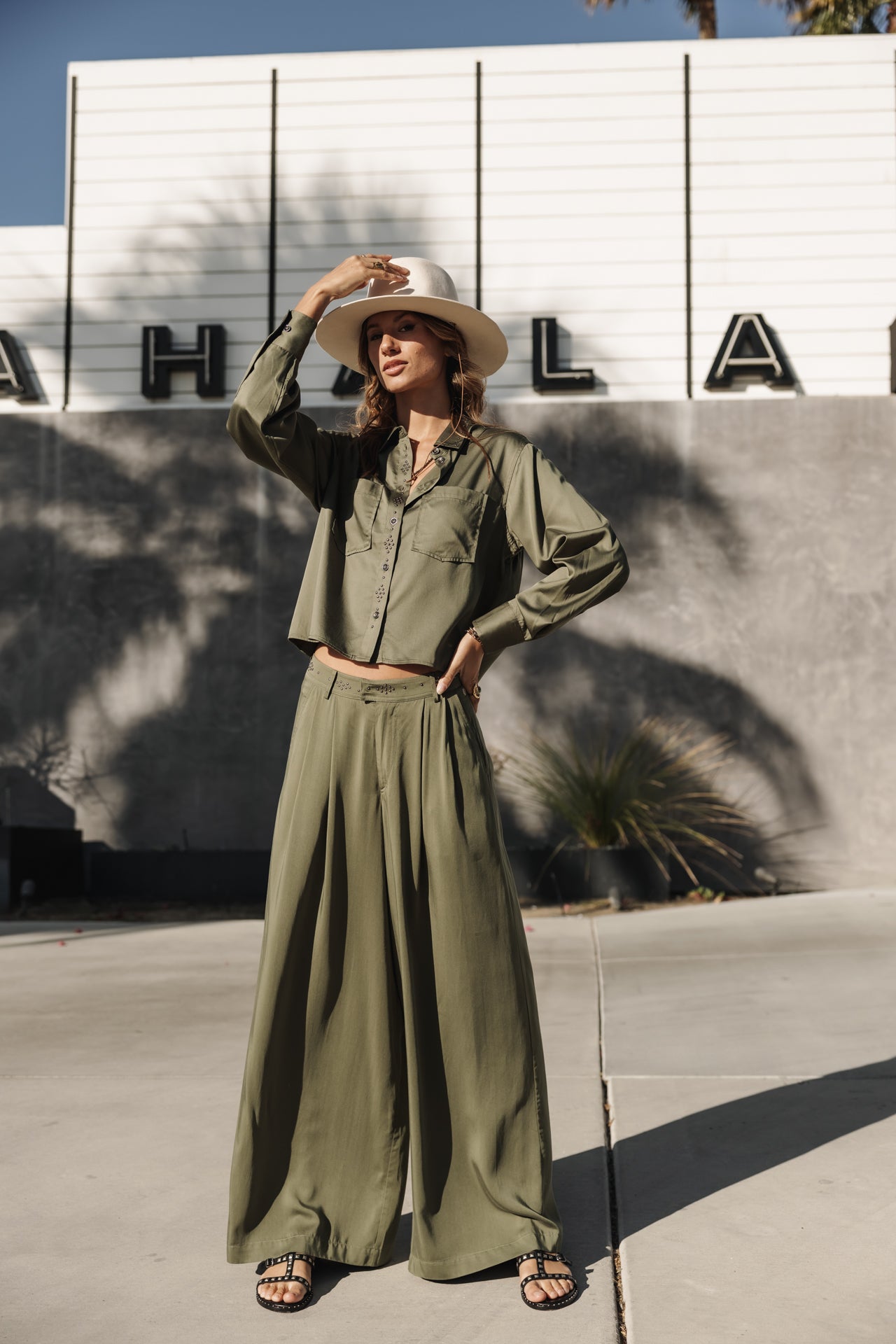 

Wide-leg pants Woman Paolina Silken four leaf clover | Freeman T. Porter