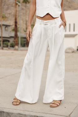 

Pantalon large taille haute Femme Paolina Toscana off white | Freeman T. Porter