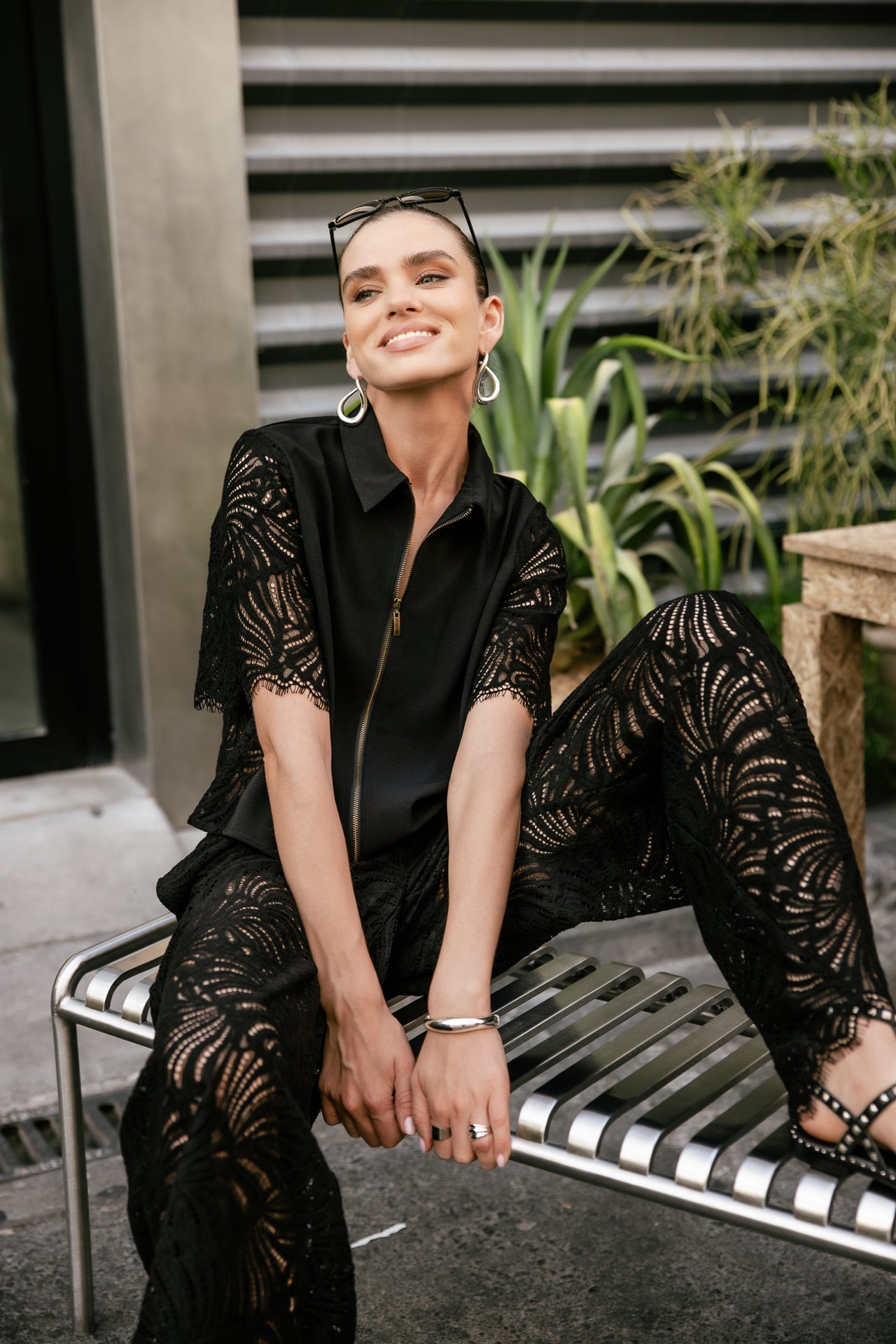 

Pantalon large Femme Patrizia Soft Lace black | Freeman T. Porter