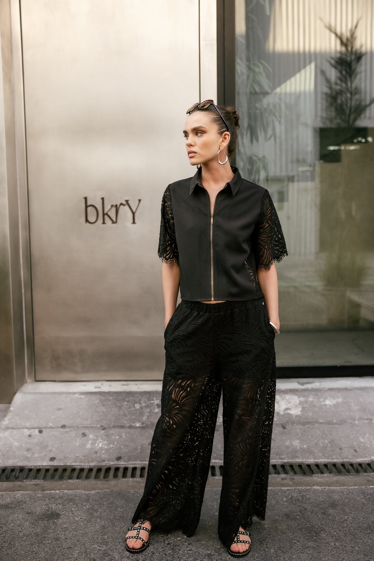 

Pantalon large Femme Patrizia Soft Lace black | Freeman T. Porter