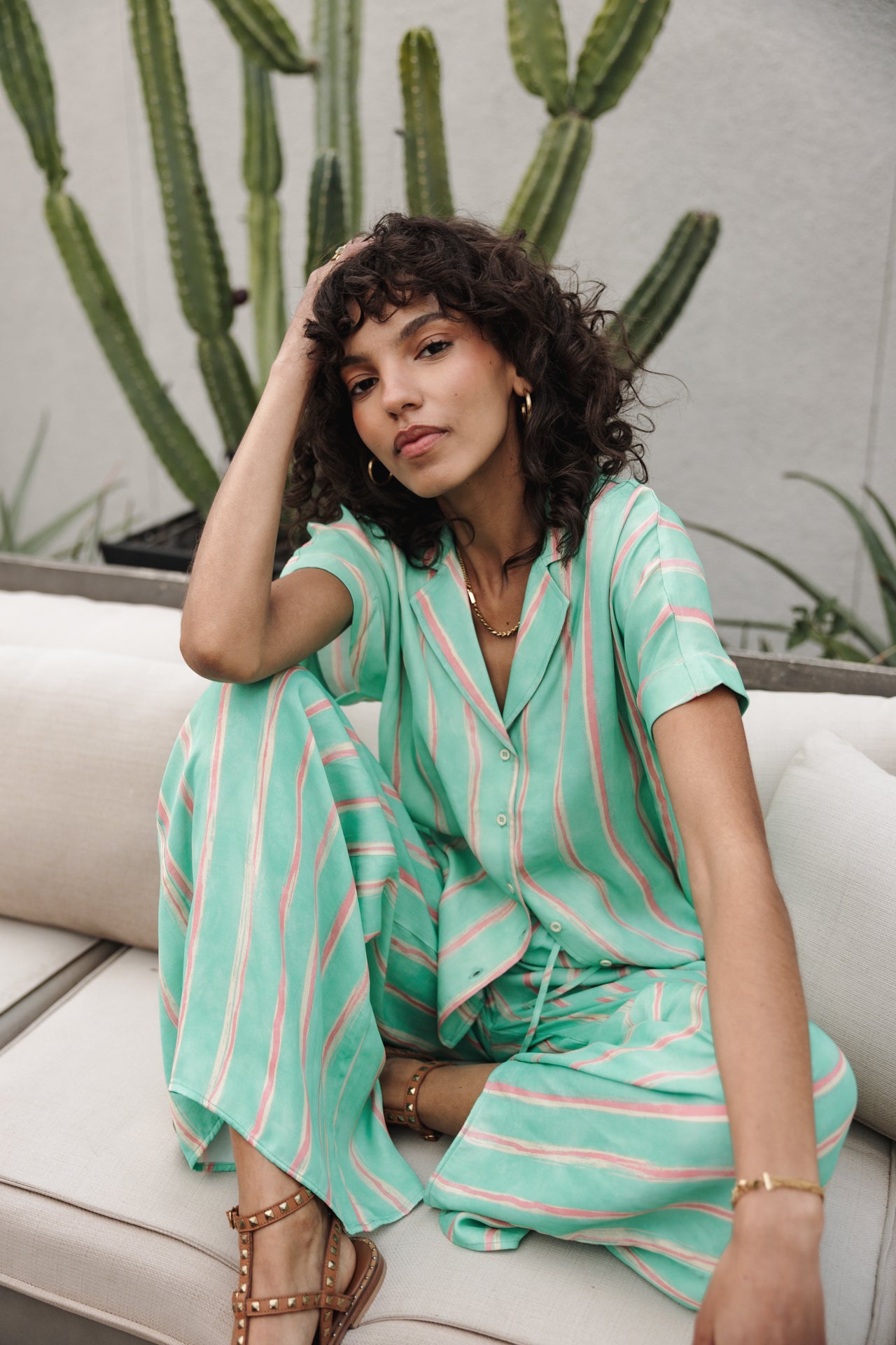 

Palazzo Hose Frau Phandy Crafty Stripe deep mint | Freeman T. Porter