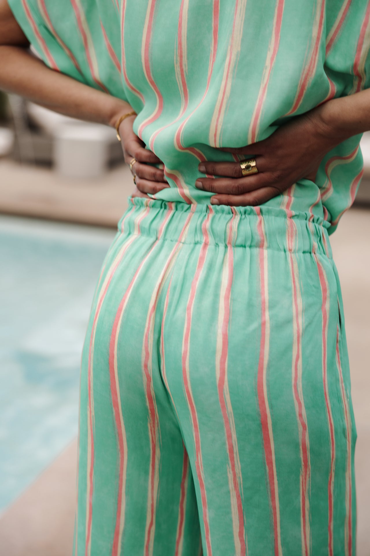 

Palazzo Hose Frau Phandy Crafty Stripe deep mint | Freeman T. Porter