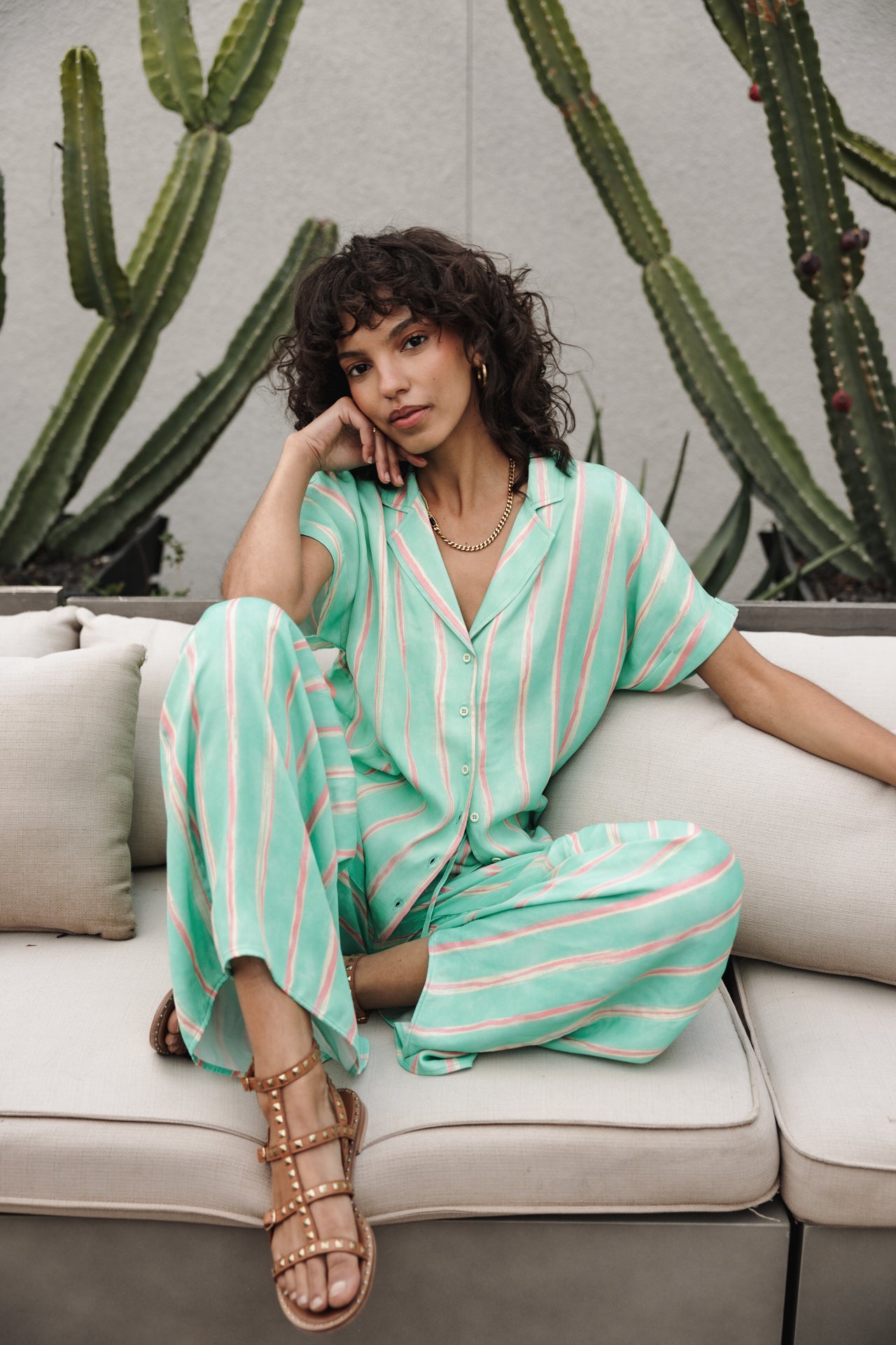 

Palazzo Hose Frau Phandy Crafty Stripe deep mint | Freeman T. Porter