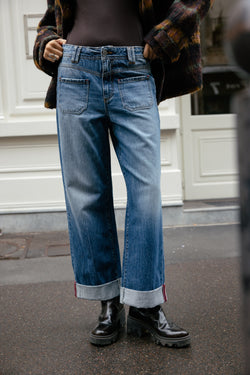 

Jeans ancho 7/8 con vuelta y tiro medio Mujer Alice skill | Freeman T. Porter