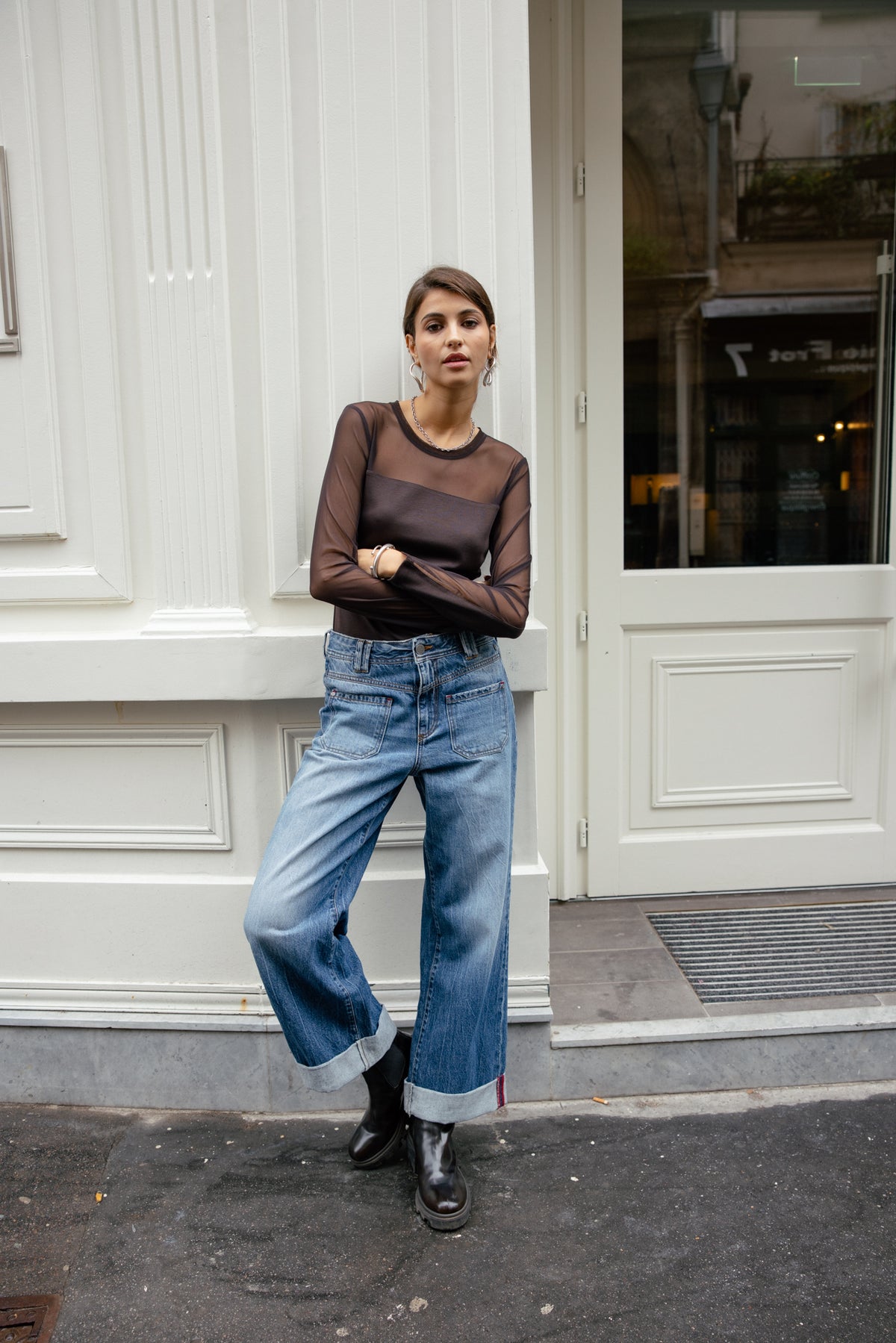 

Jeans ancho 7/8 con vuelta y tiro medio Mujer Alice skill | Freeman T. Porter