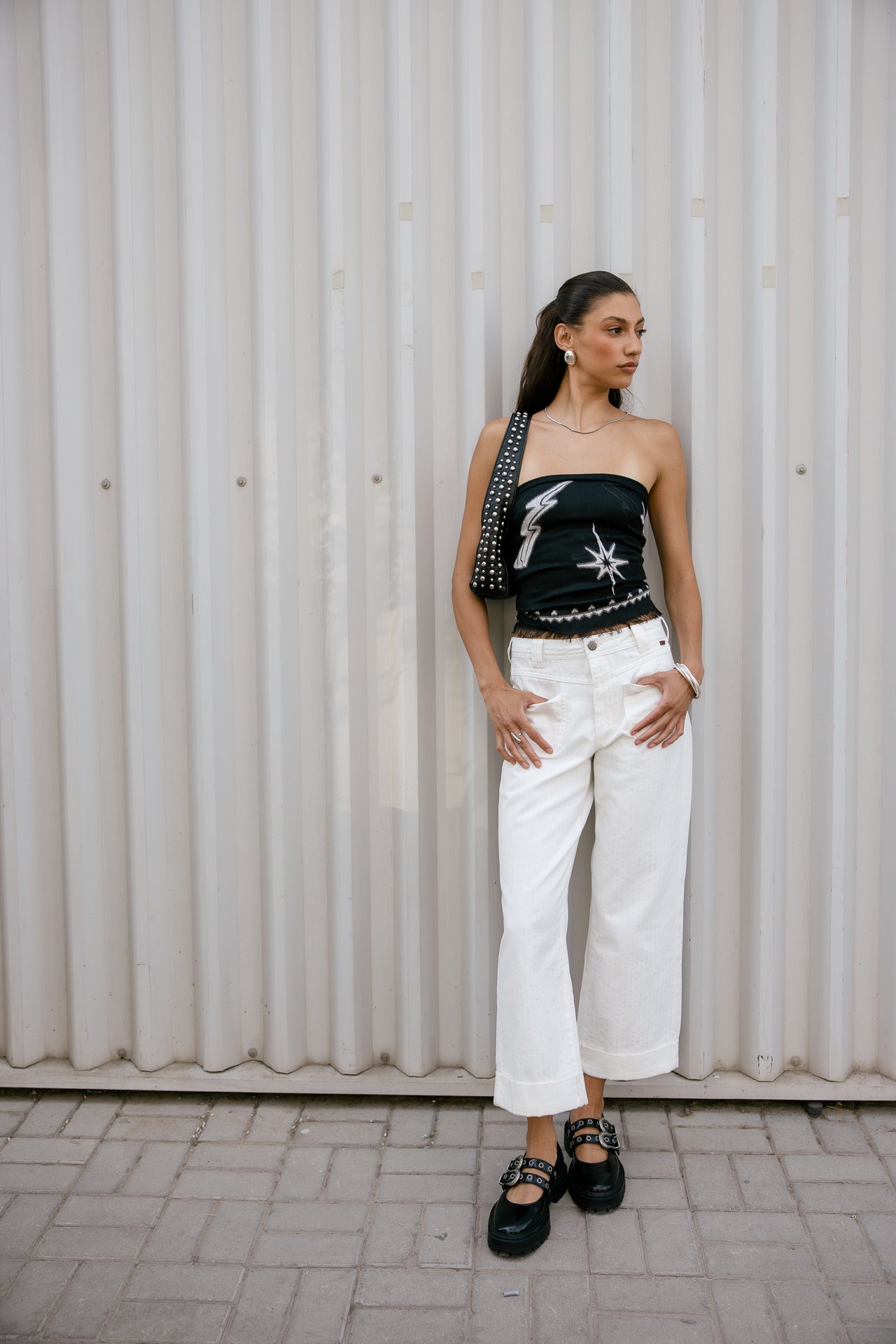 

Pantalon cropped large Femme Alice Chica bright white | Freeman T. Porter