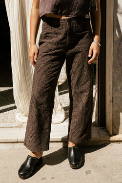 

Pantalon large brodé Femme Alice Embroidery brown | Freeman T. Porter