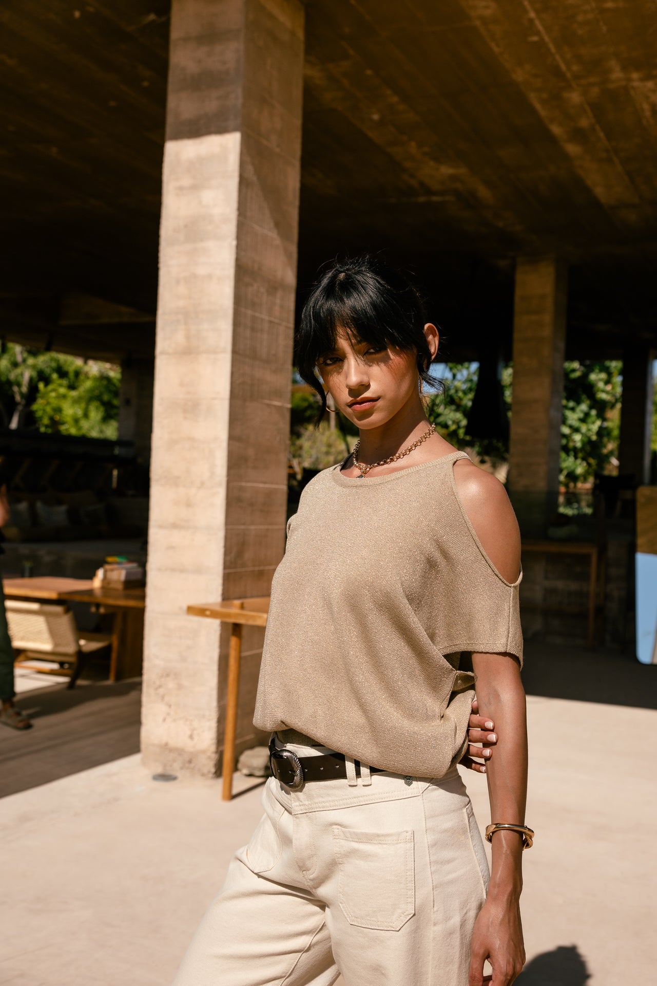 

Weite, cropped Hose Damen Alice Glossy egret | Freeman T. Porter