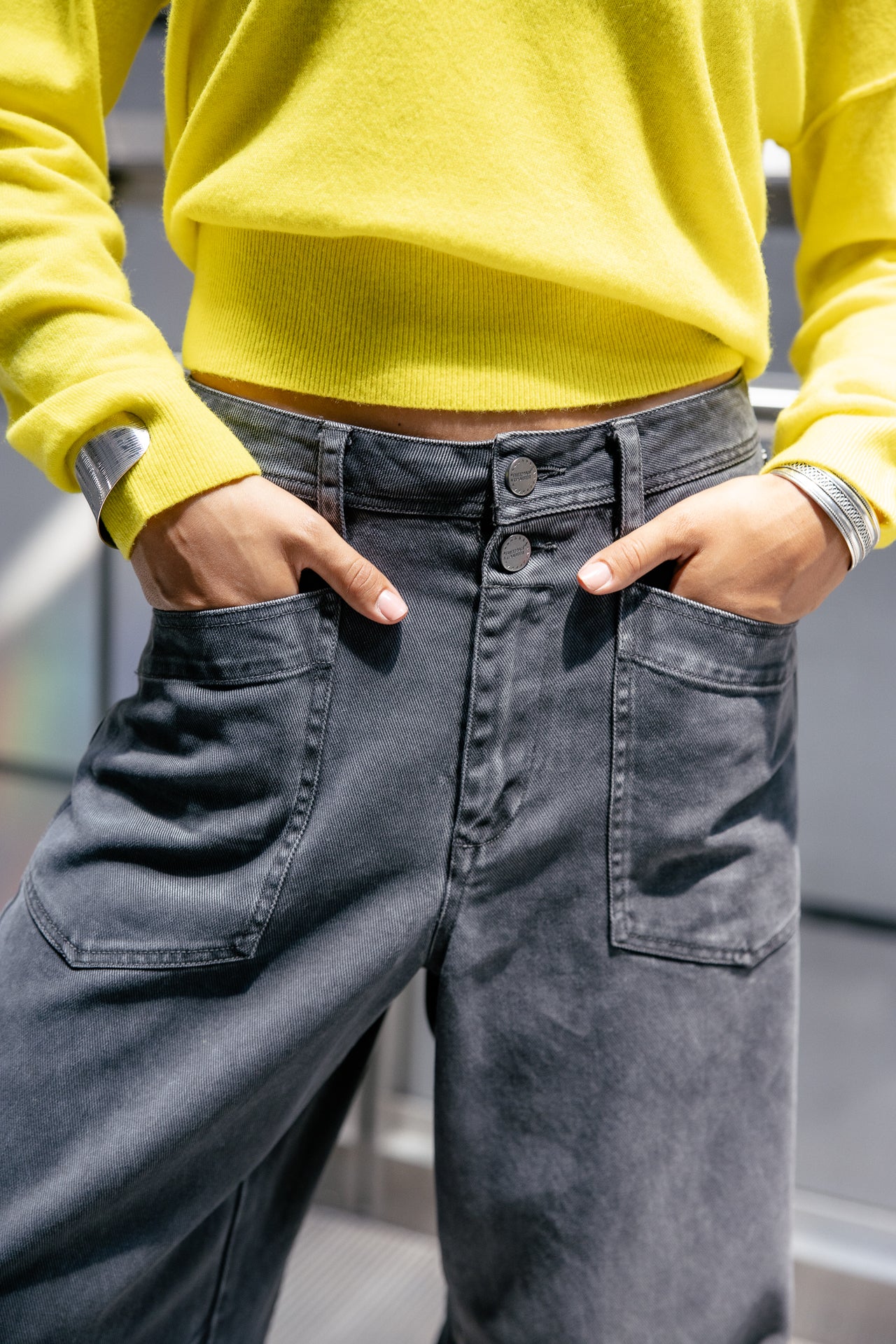 

Pantalon droit large Femme Gaby Dolls charcoal grey | Freeman T. Porter