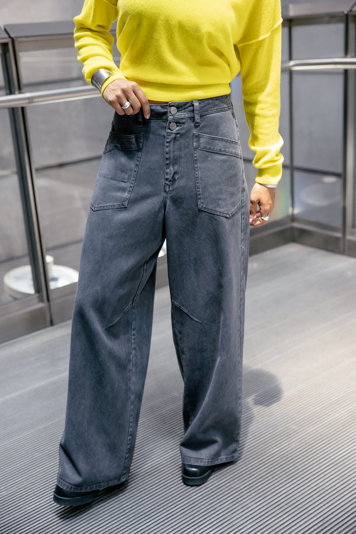 

Pantalon droit large Femme Gaby Dolls charcoal grey | Freeman T. Porter