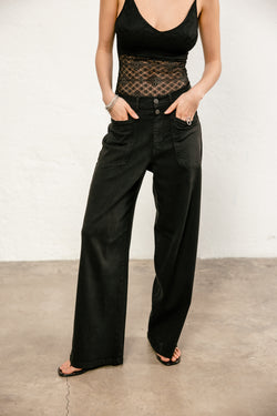 

Pantalon droit large Femme Gaby Lynx black | Freeman T. Porter