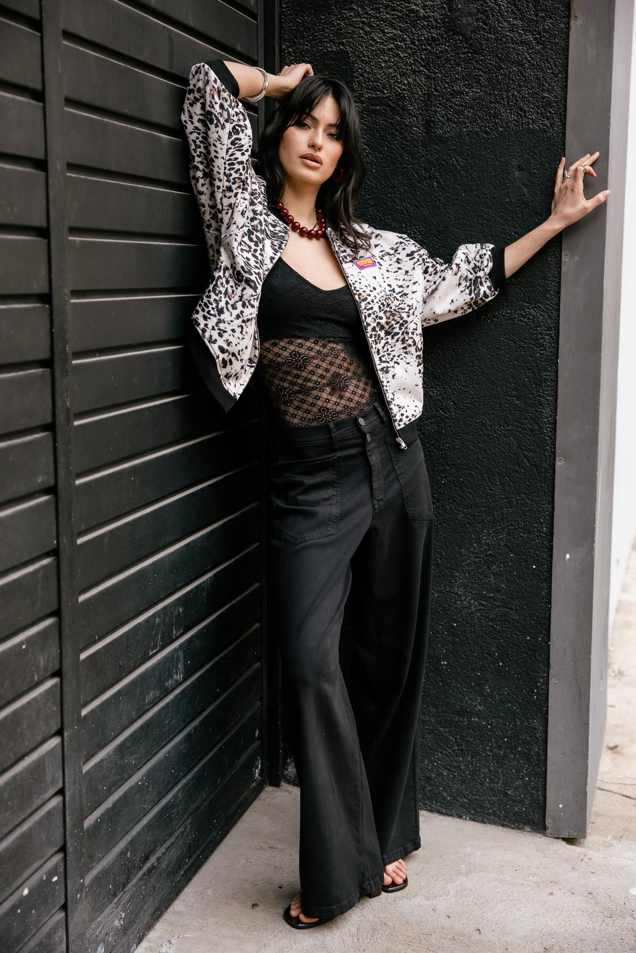 

Pantalon droit large Femme Gaby Lynx black | Freeman T. Porter