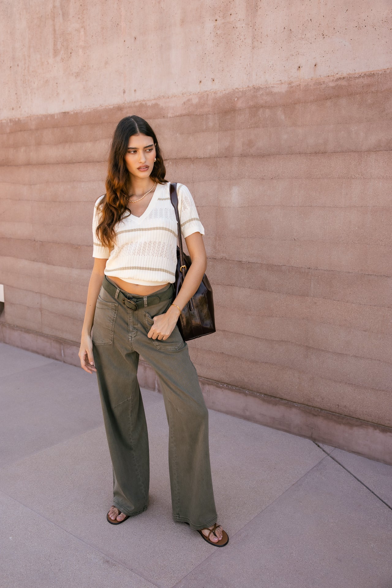 

Wide straight-leg trousers Women Gaby Lynx olive night | Freeman T. Porter