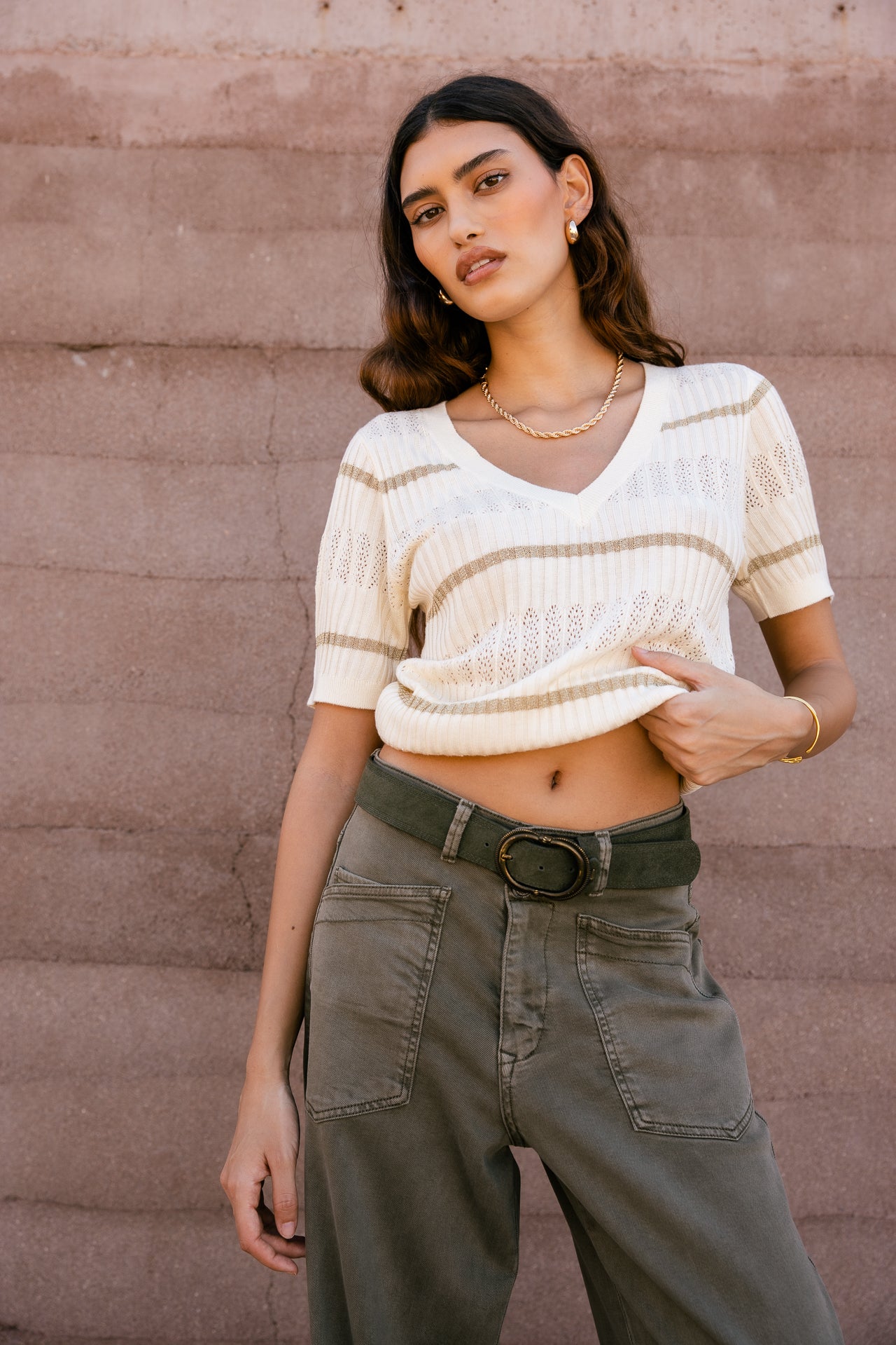 

Wide straight-leg trousers Women Gaby Lynx olive night | Freeman T. Porter