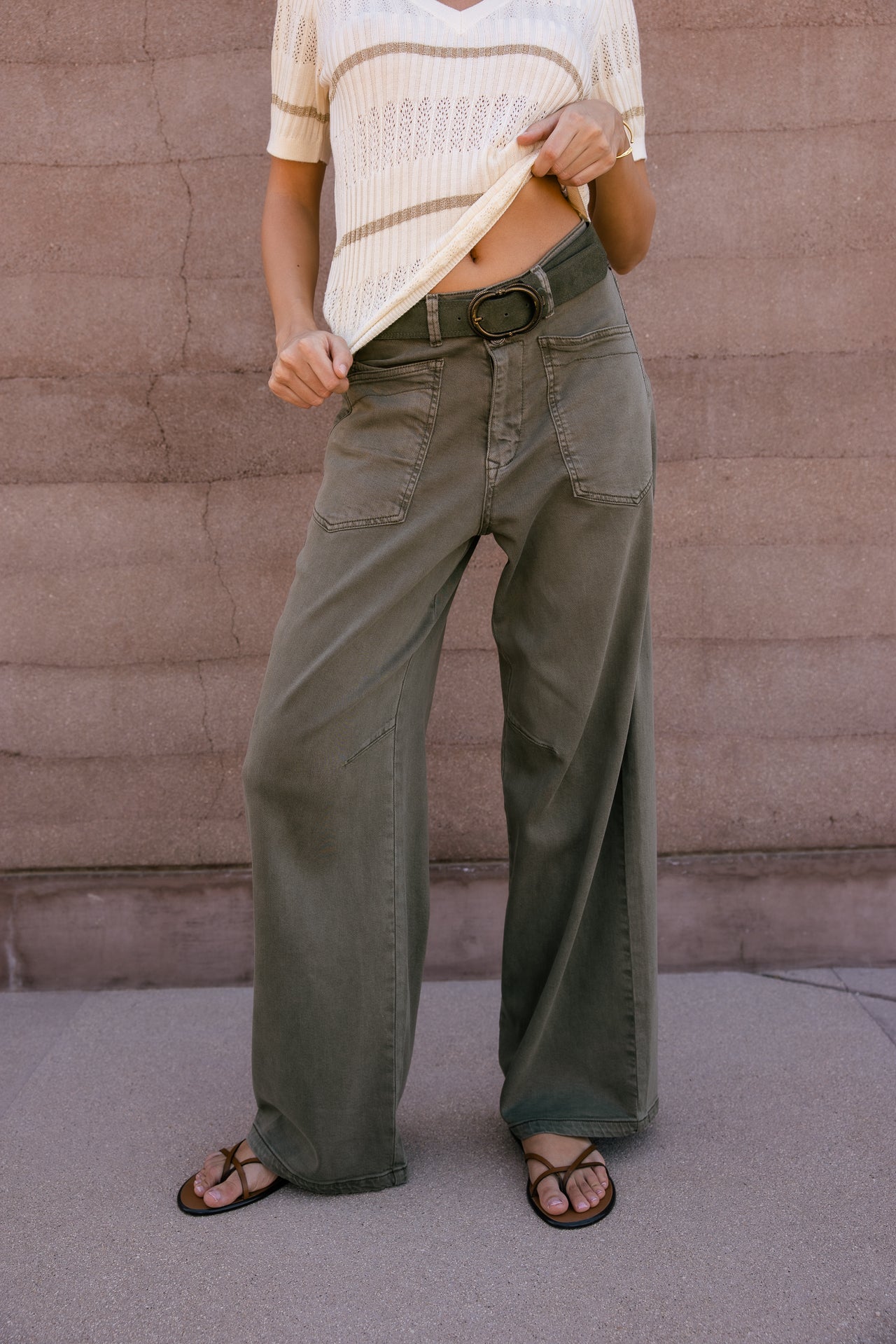 

Wide straight-leg trousers Women Gaby Lynx olive night | Freeman T. Porter