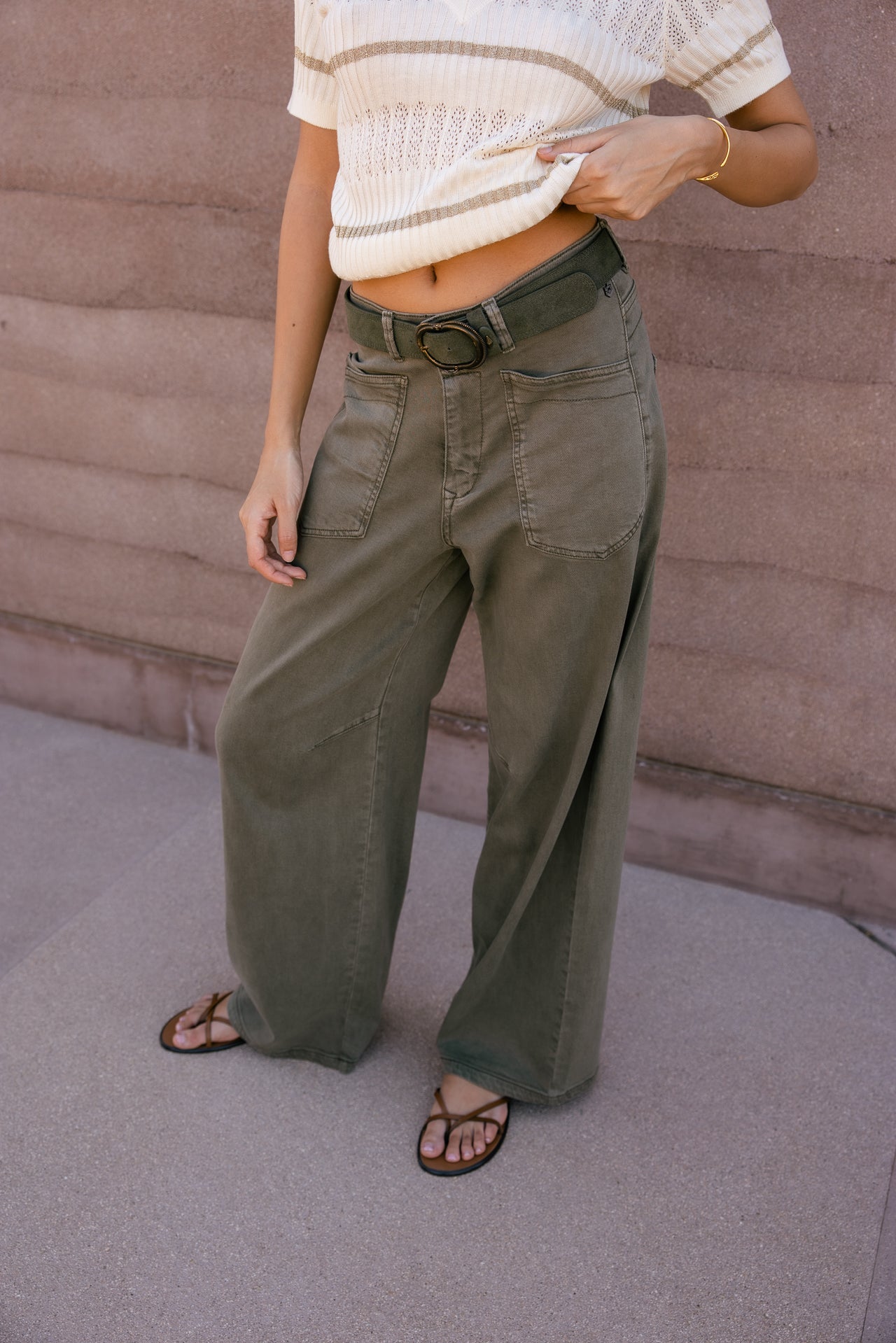 

Wide straight-leg trousers Women Gaby Lynx olive night | Freeman T. Porter