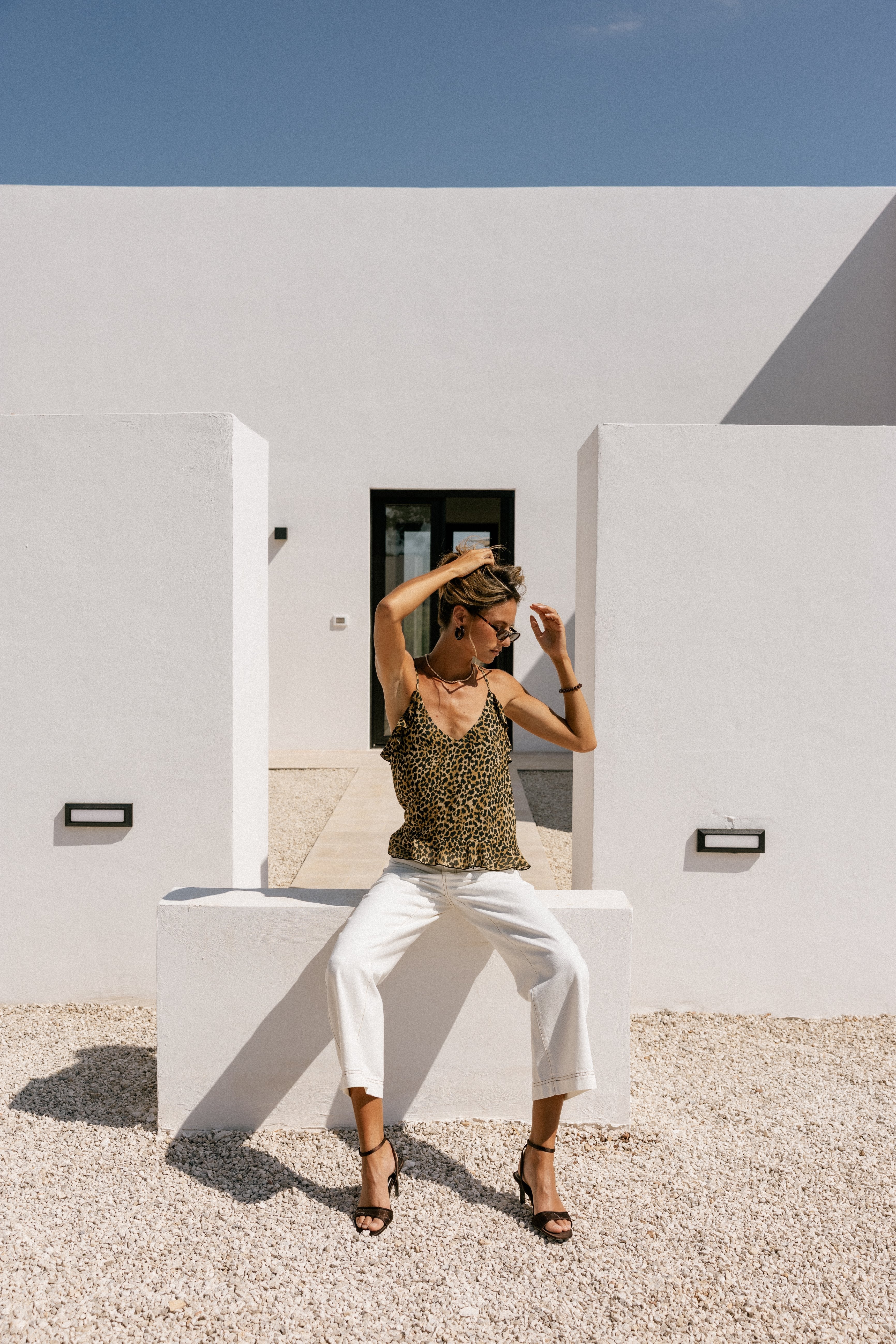 

Pantalon taille haute 7/8 Femme Adele Caicos off white | Freeman T. Porter