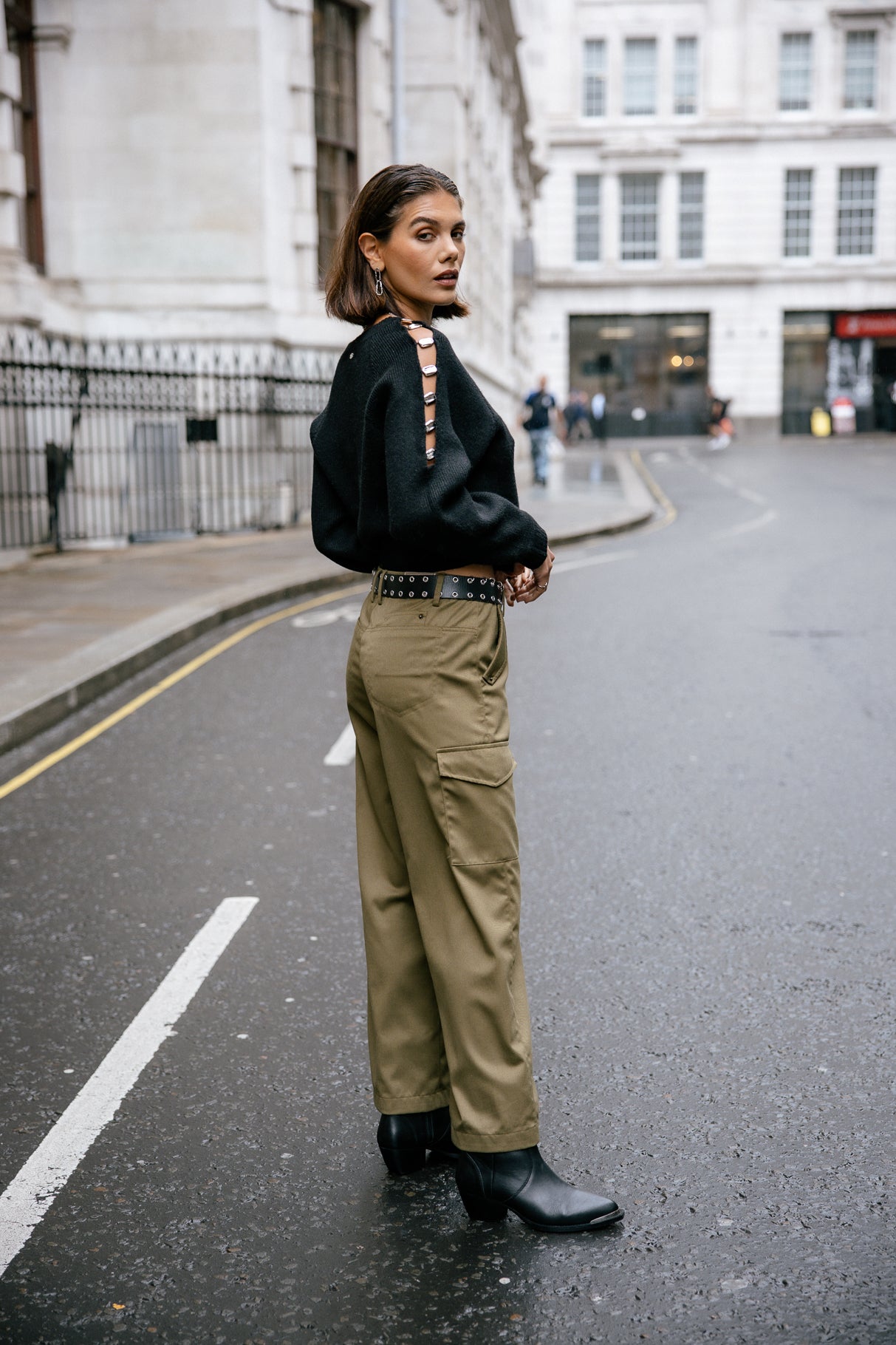 

Hohe Taillenhosen Frau Phoebe Smart dark olive | Freeman T. Porter