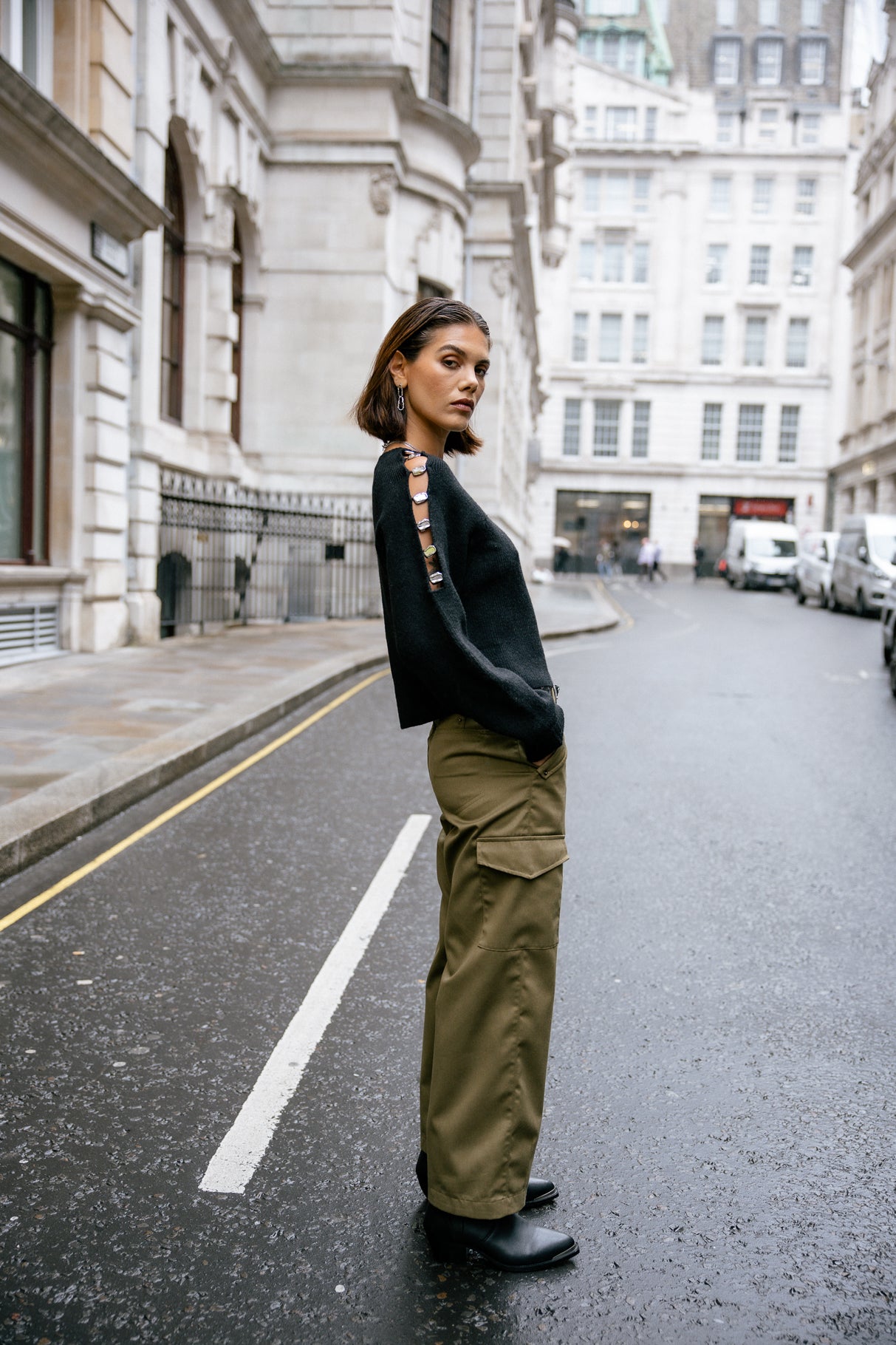 

Hohe Taillenhosen Frau Phoebe Smart dark olive | Freeman T. Porter