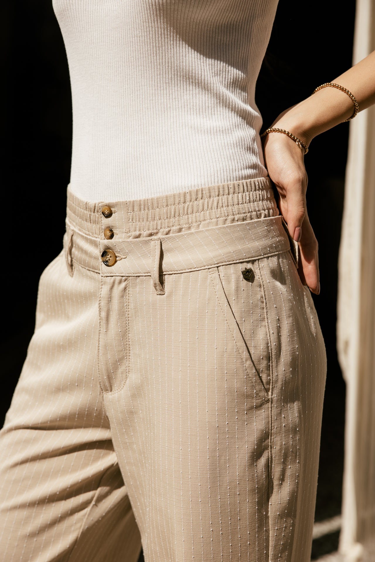 
              

Weite, fließende Hose mit hoher Taille und Streifen Damen Carlita Arpia mojave desert | Freeman T. Porter
            