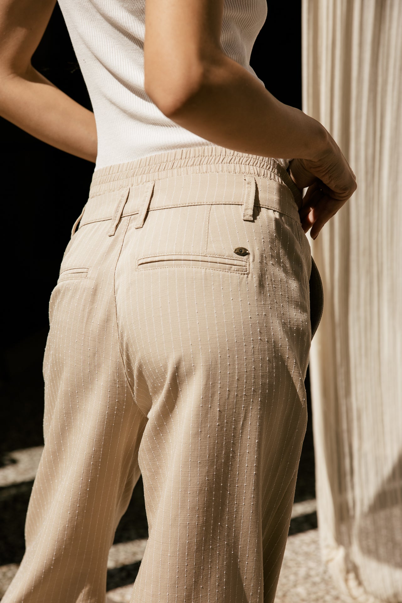 

Weite, fließende Hose mit hoher Taille und Streifen Damen Carlita Arpia mojave desert | Freeman T. Porter