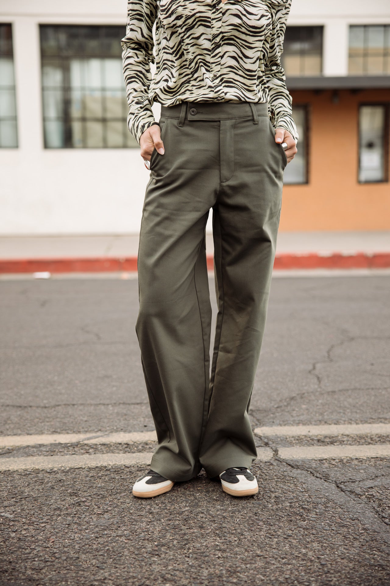

Wide-leg pants Woman Sharon Polyneo Light four leaf clover | Freeman T. Porter