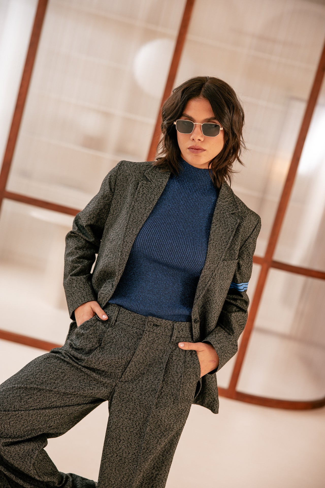 

Weite Hose mit hoher Taille Damen Nathalia Brummell moon rock | Freeman T. Porter