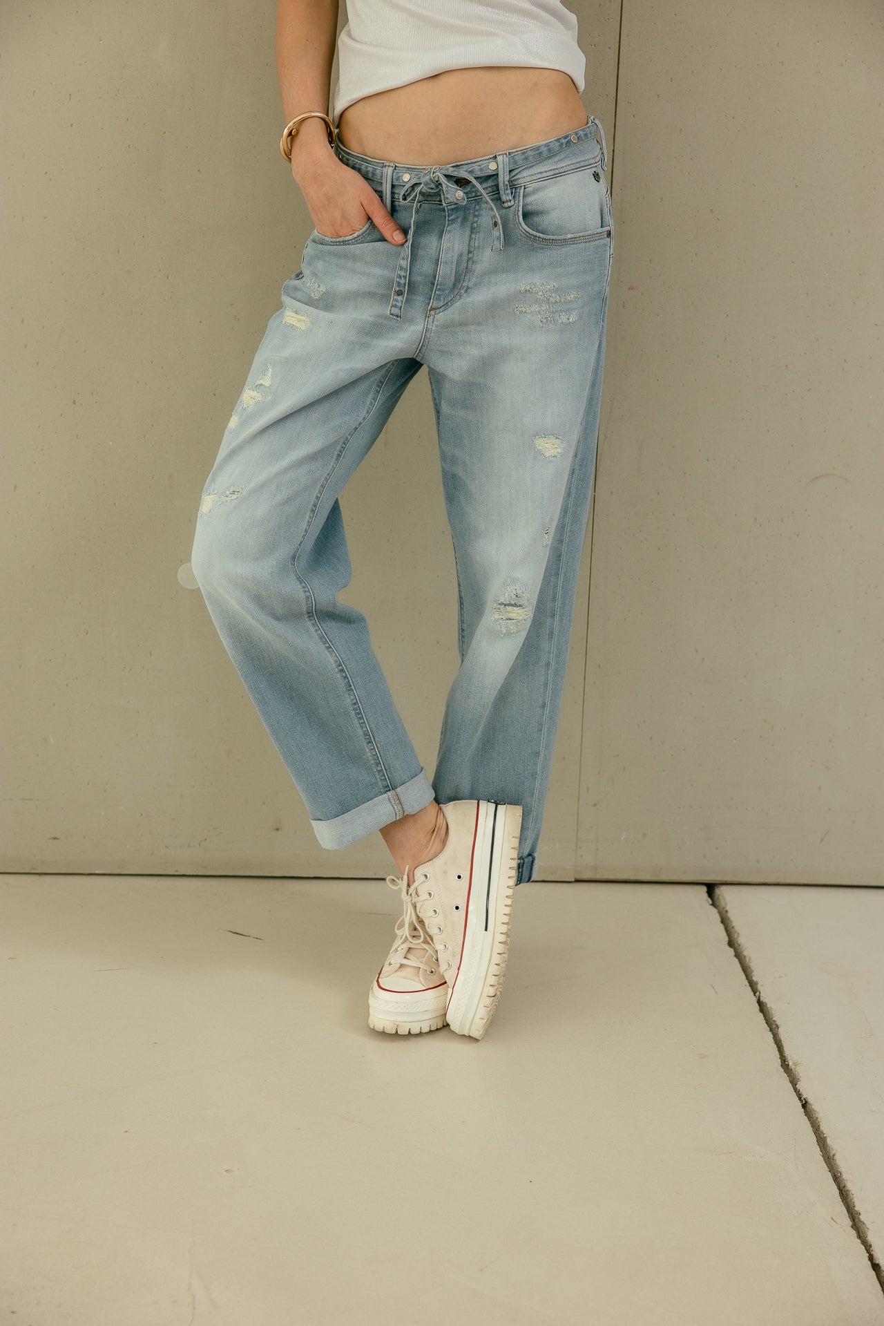 

Jeans boyfriend 7/8 Femme Timea samba light damage | Freeman T. Porter