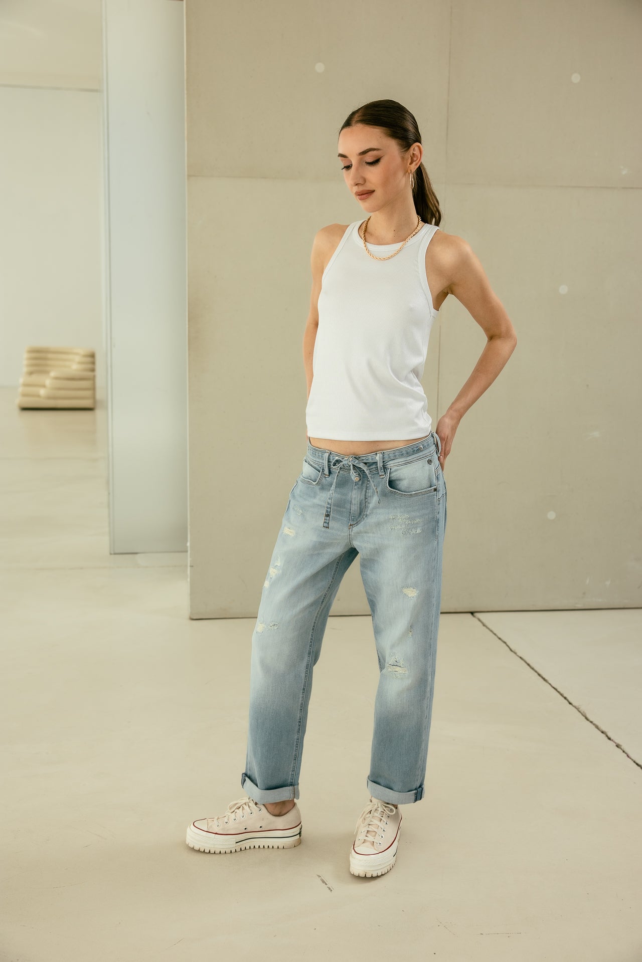 

Jeans boyfriend 7/8 Femme Timea samba light damage | Freeman T. Porter