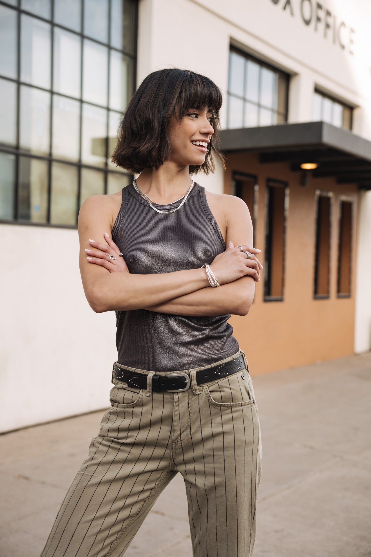 

Pantalon cropped boyfriend Femme Timea Paleole deep lichen green | Freeman T. Porter