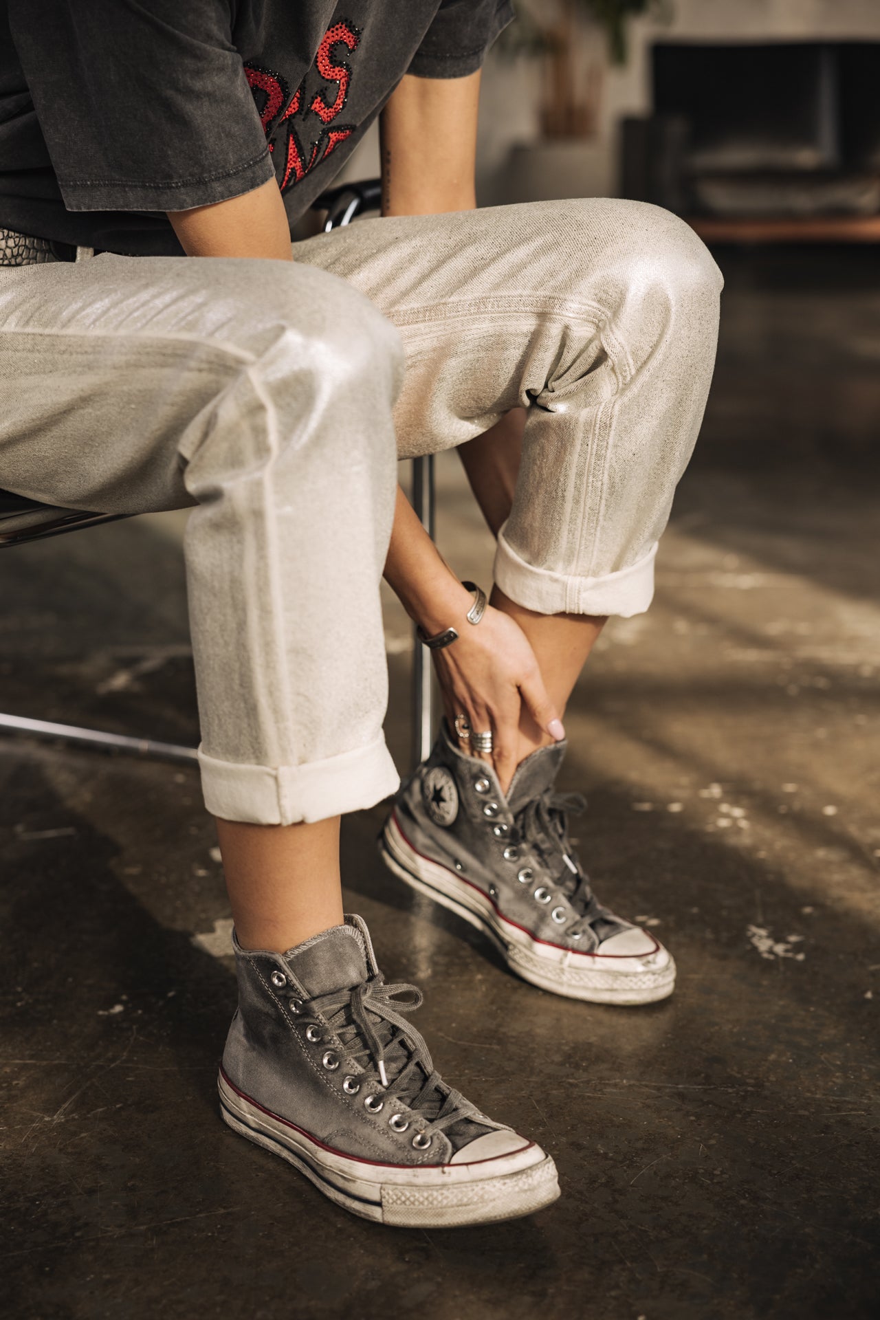 

Pantalon cropped boyfriend Femme Timea Pirata egret | Freeman T. Porter