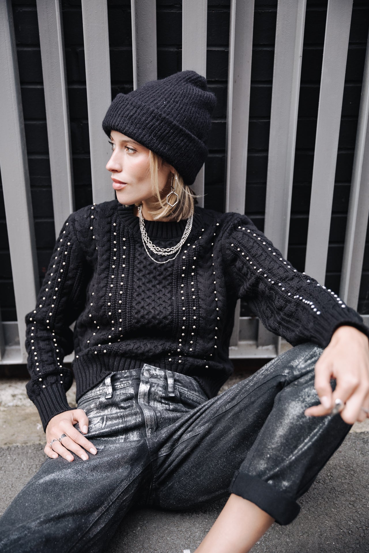 

Pantalon cropped boyfriend Femme Timea Pirata black | Freeman T. Porter
