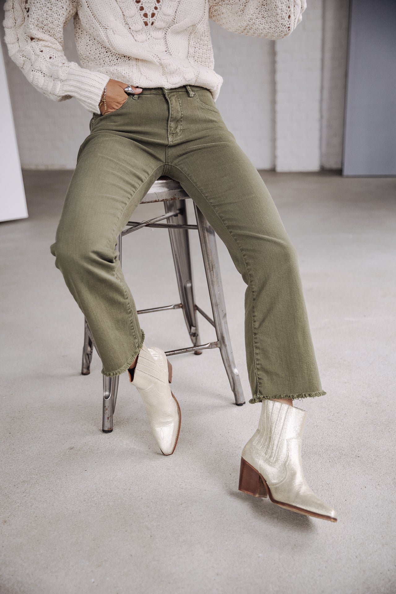 

Pantalon bootcut cropped Femme Norma California forest night | Freeman T. Porter