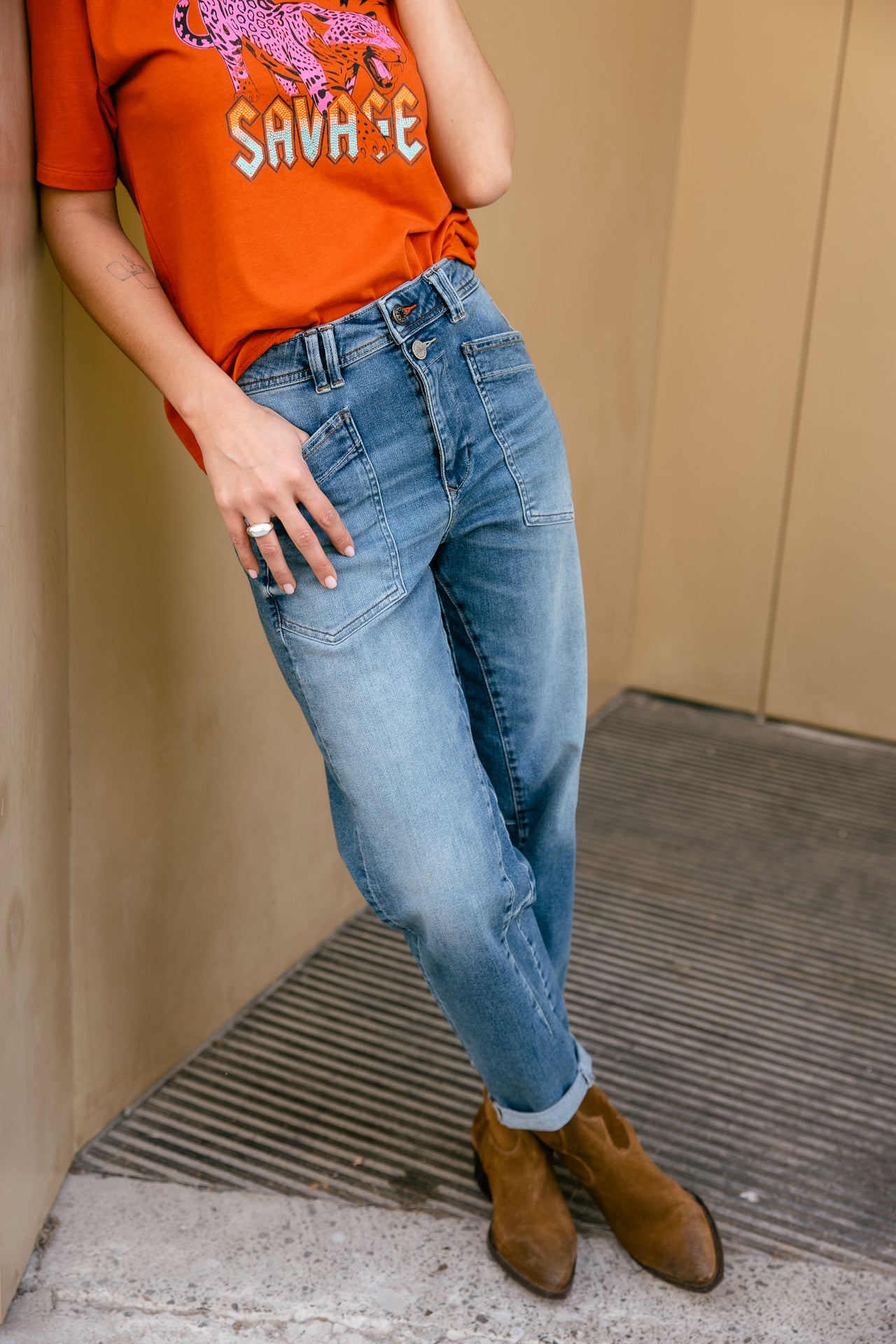 

Gerade 7/8 Jeans mit hoher Taille Damen Edita saopolo med | Freeman T. Porter