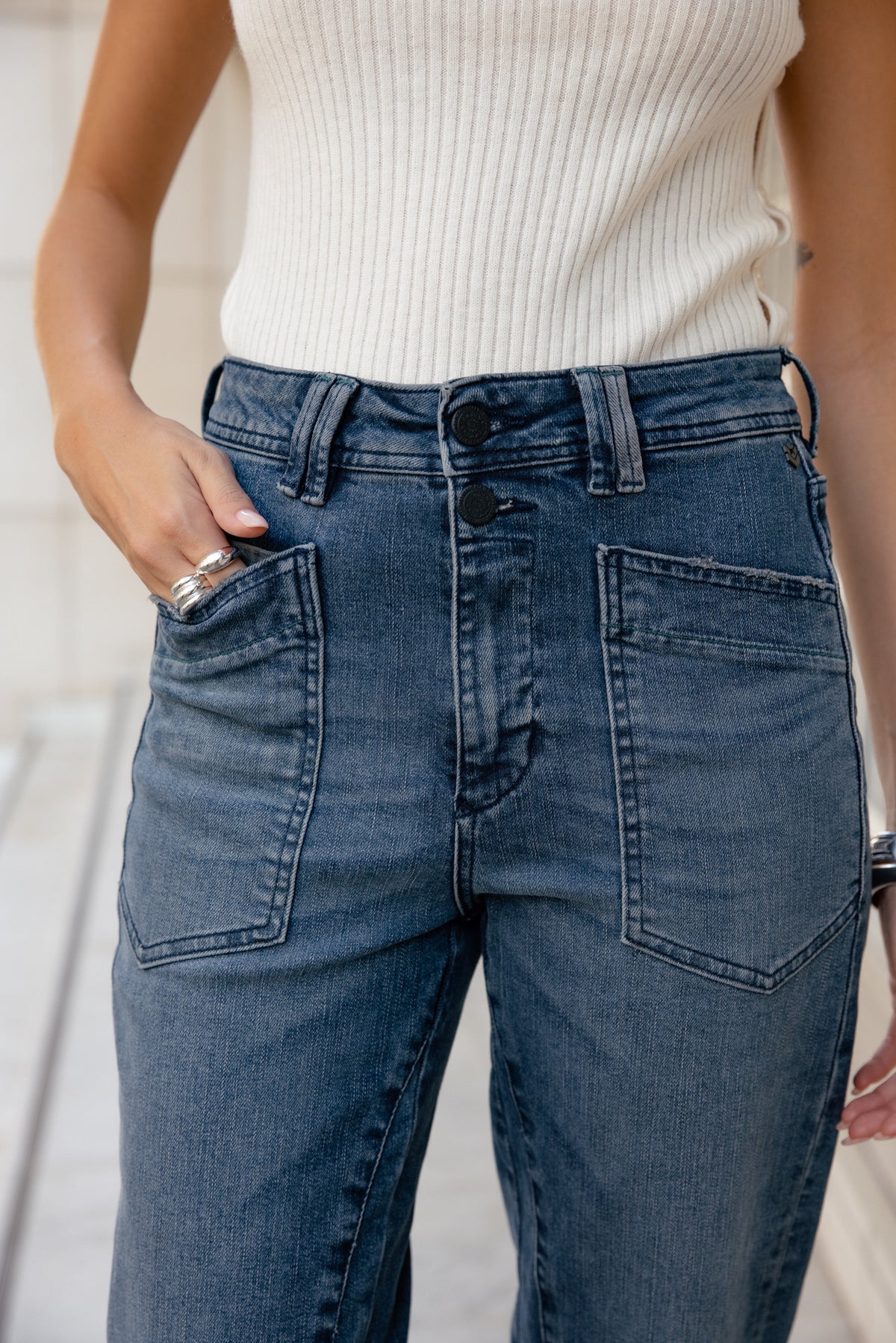 

High-Waist 7/8 Straight Jeans Damen Edita sirena | Freeman T. Porter