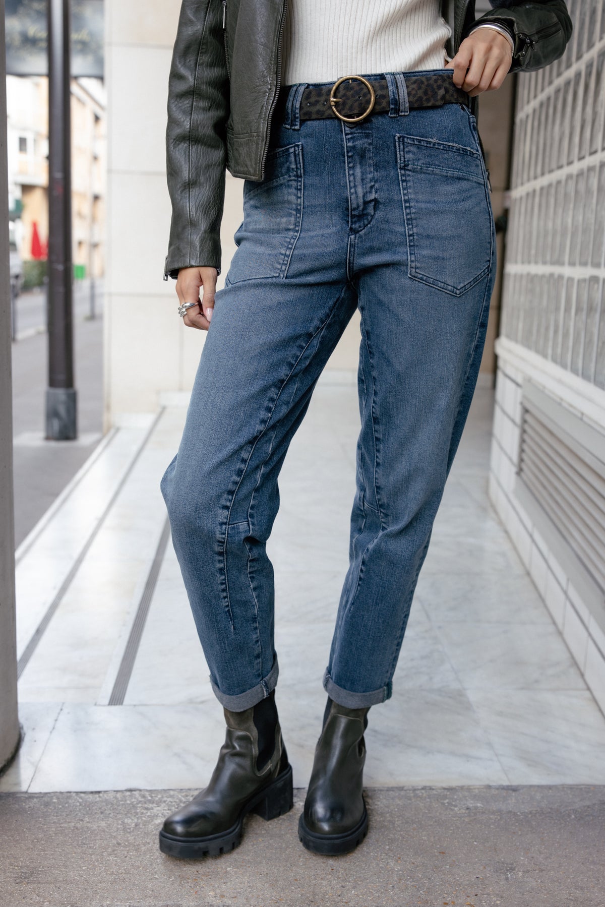 

High-Waist 7/8 Straight Jeans Damen Edita sirena | Freeman T. Porter