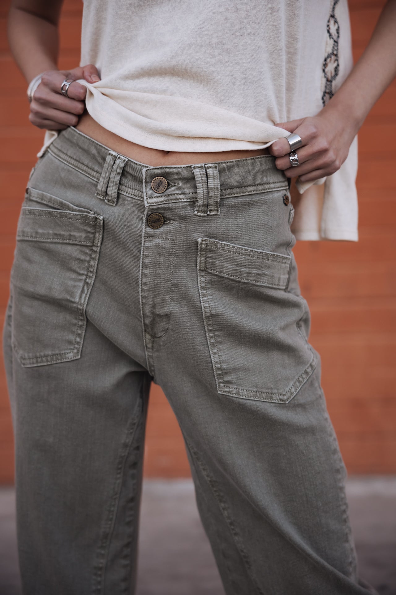 

Hose mit hoher Taille Frau Edita Andalousia deep lichen green | Freeman T. Porter