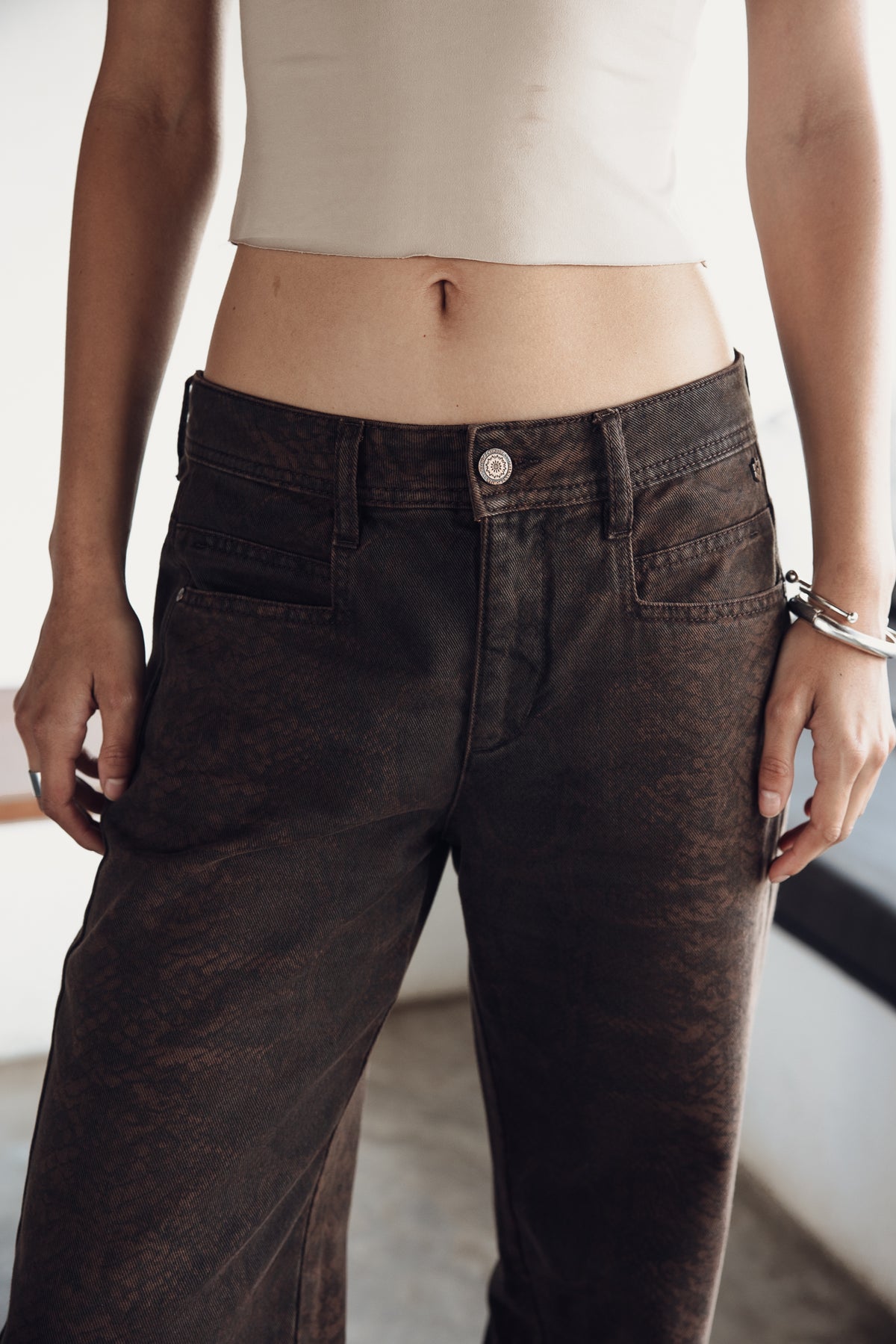 

Jeans direitos de cintura média Mulher Hannah Insider brown | Freeman T. Porter