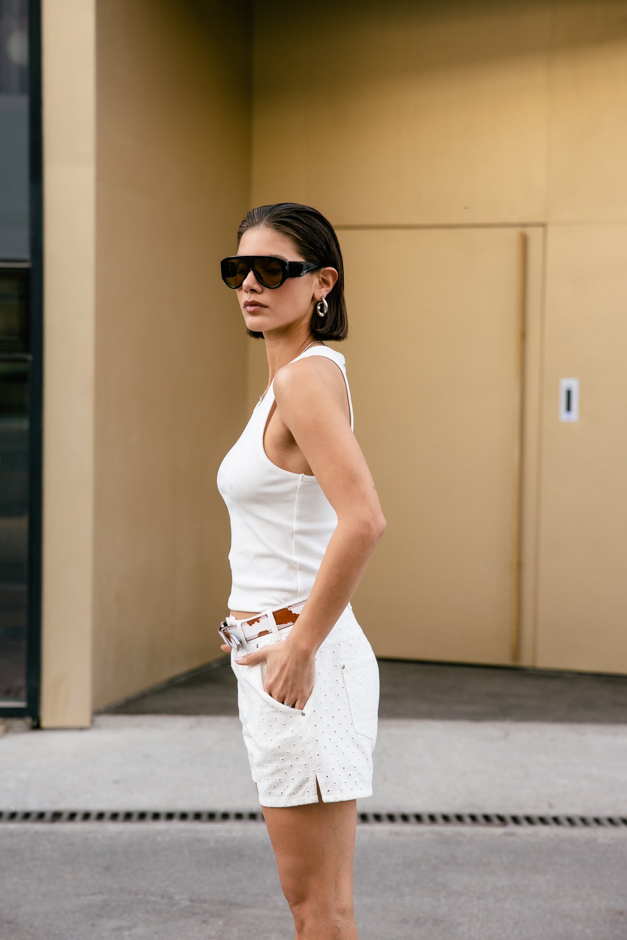 

Short taille haute broderie anglaise Femme Jade Beatnik bright white | Freeman T. Porter