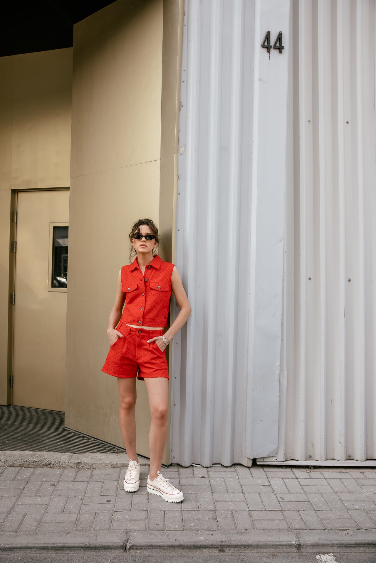 

Short taille haute broderie anglaise Femme Jade Beatnik fiery red | Freeman T. Porter