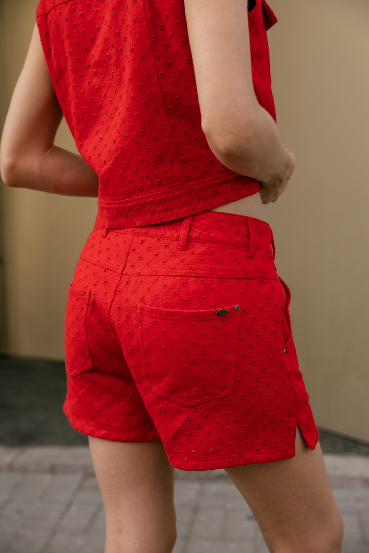 

Short taille haute broderie anglaise Femme Jade Beatnik fiery red | Freeman T. Porter