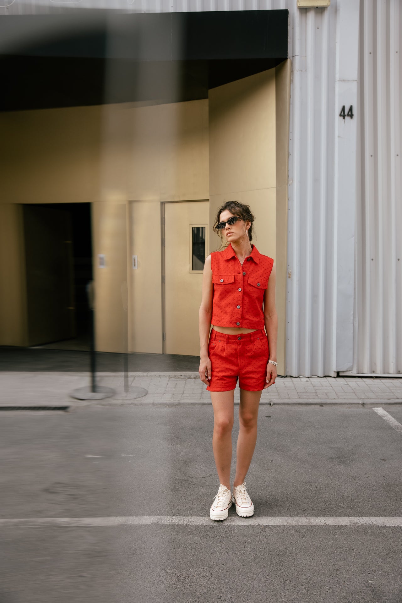 

Short taille haute broderie anglaise Femme Jade Beatnik fiery red | Freeman T. Porter