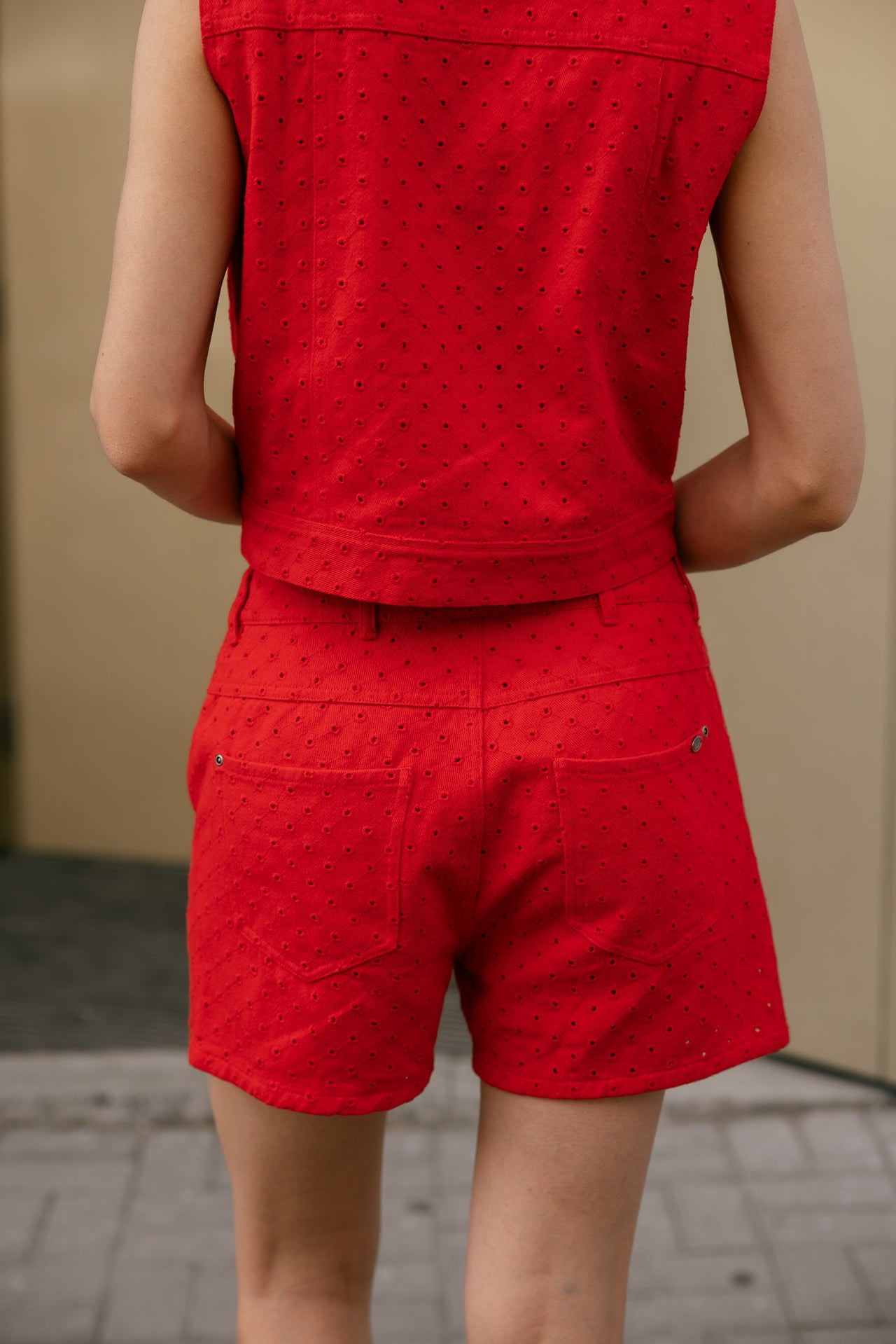 

Short taille haute broderie anglaise Femme Jade Beatnik fiery red | Freeman T. Porter