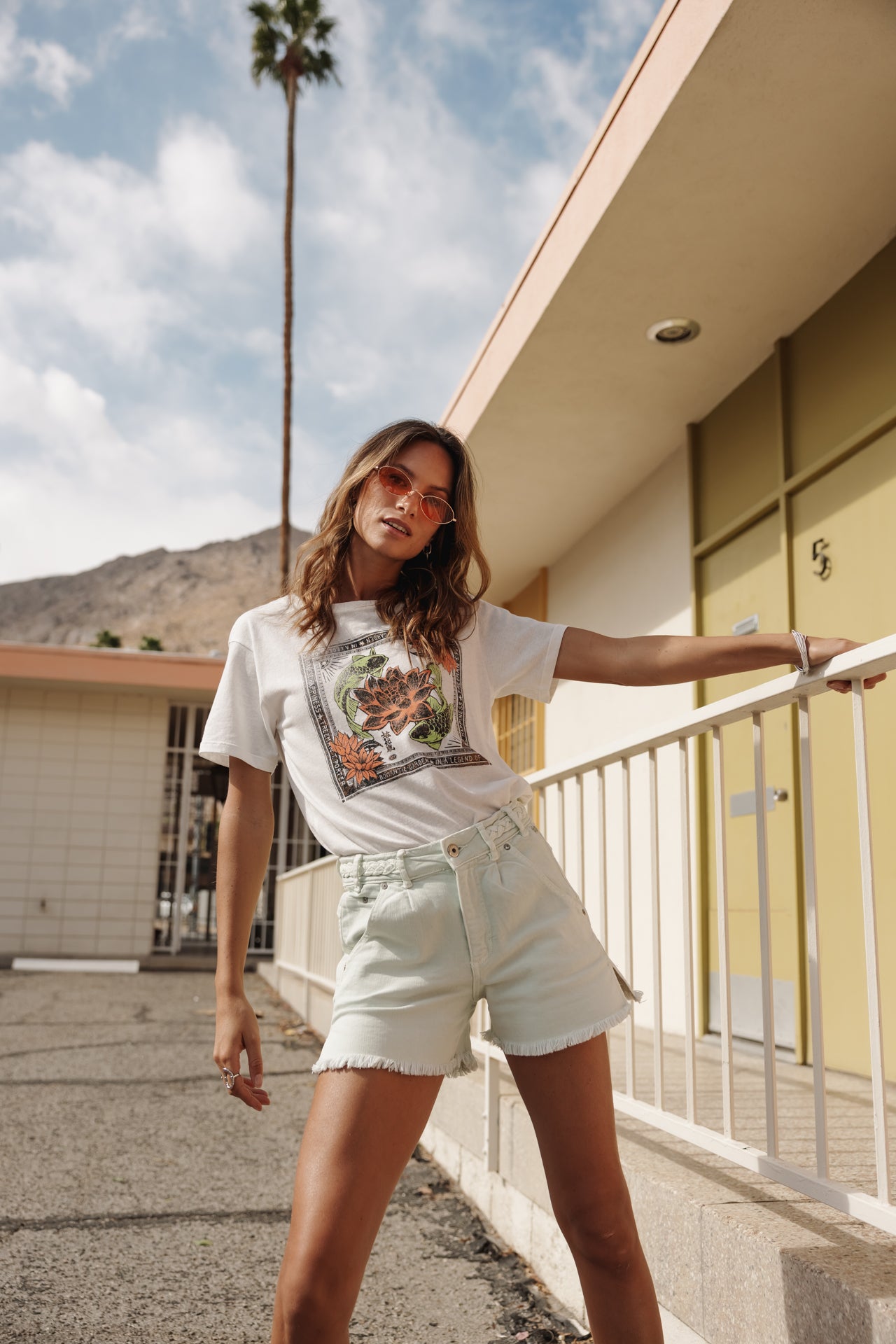 

Pantalones cortos de cintura alta Mujer Jade California surf spray | Freeman T. Porter