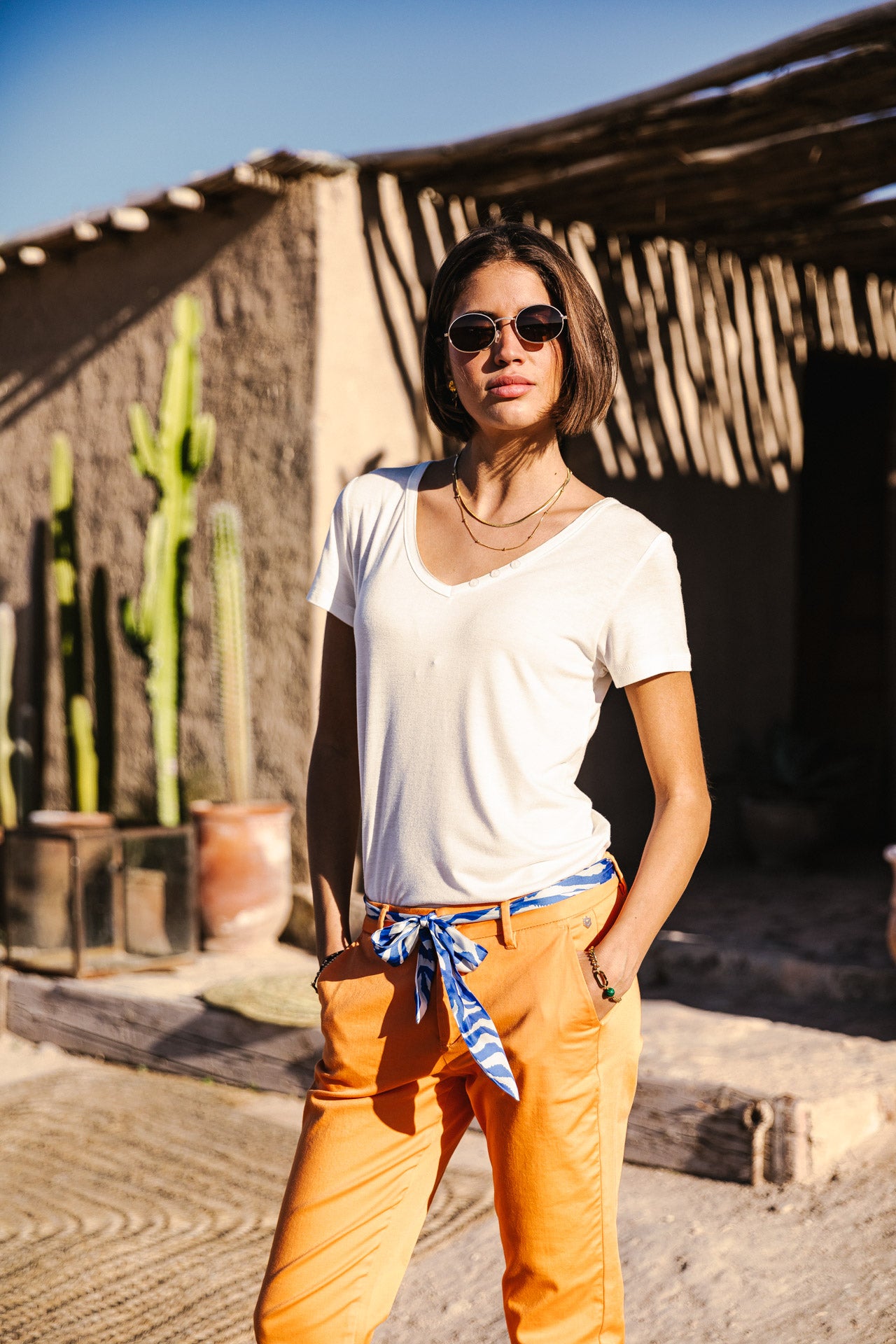 

Pantalon city slim Femme Claudia Felicita tangerine tango | Freeman T. Porter