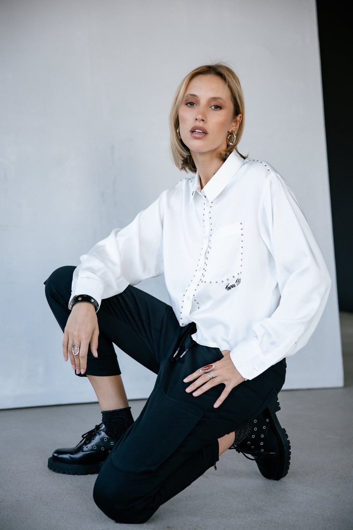 

Pantalon cargo Frau Celine Dobby black | Freeman T. Porter