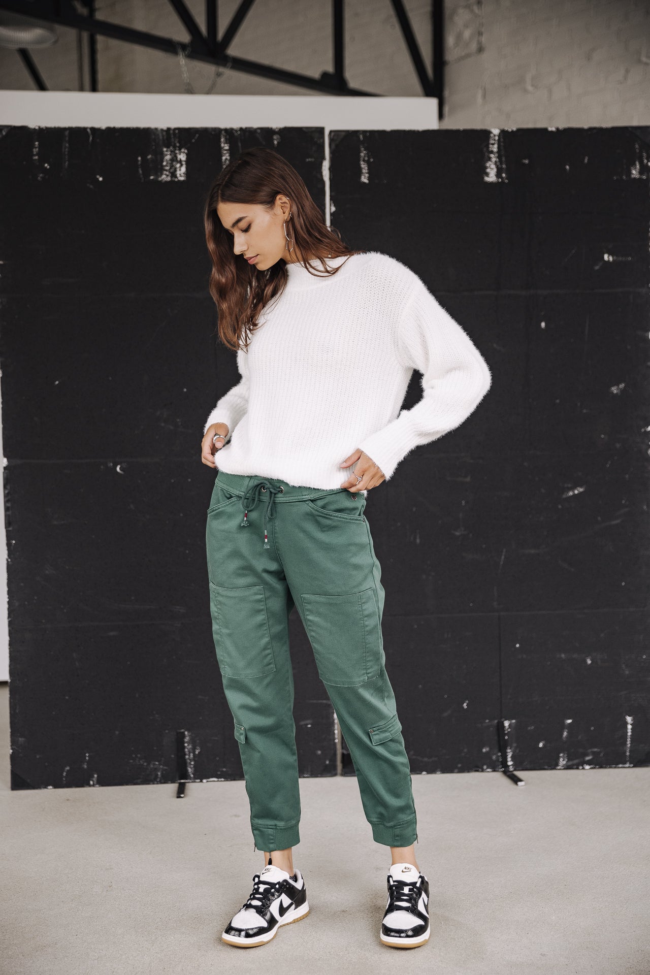 

Pantalon cargo slim Femme Celine Dobby evergreen | Freeman T. Porter