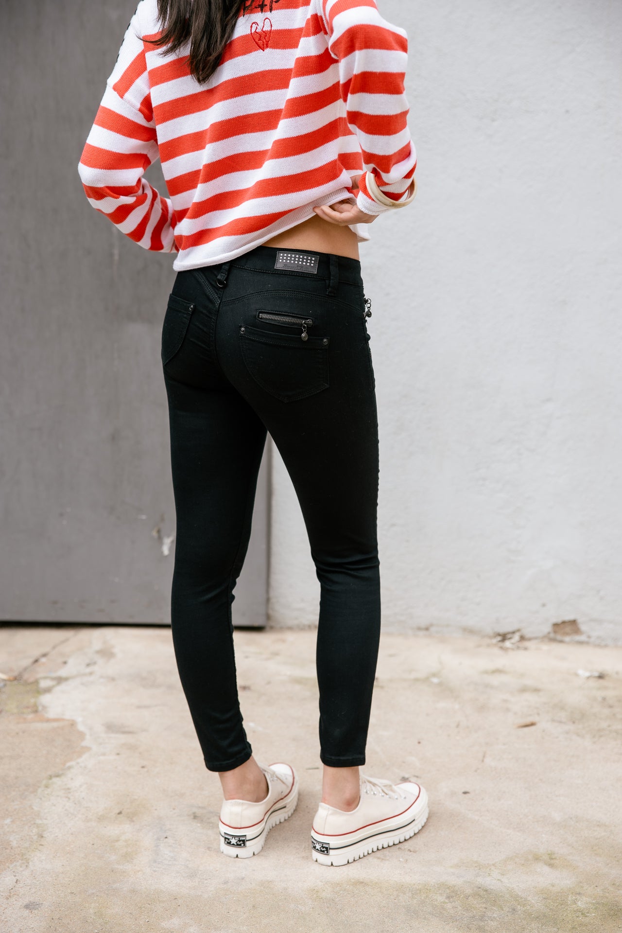 

High-waisted slim jeans Women Alexa High Waist Cropped black | Freeman T. Porter